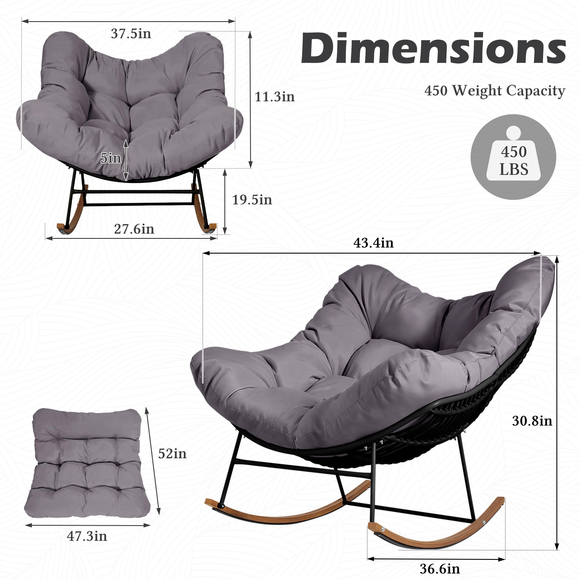 AURA OUTDOOR OIRC001-GY Patio-Chairs - View #3