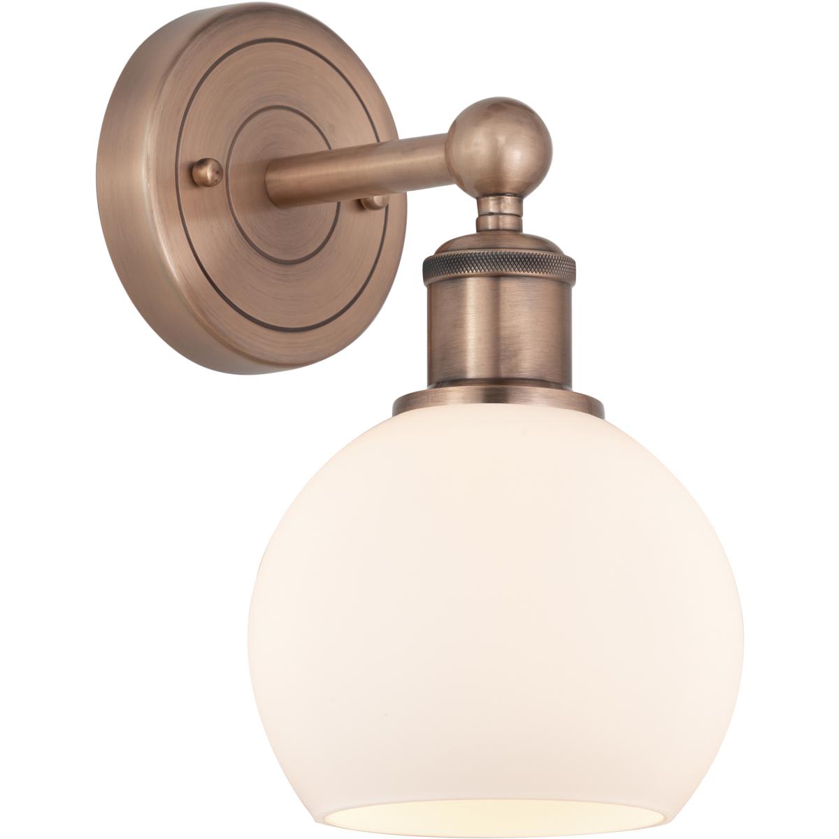 Innovations Lighting -  616-1W-AC-G121-6 Athens Sconce Wall Light in Antique Copper Matte White