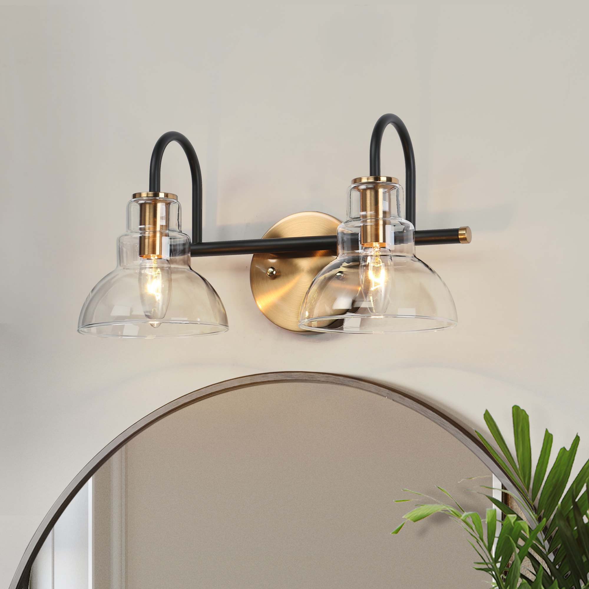 ZEVNI L3F2QRFUW94W2SX8 Dory Modern 14.2-in 2 -Light Polished Brass Transitional Vanity light