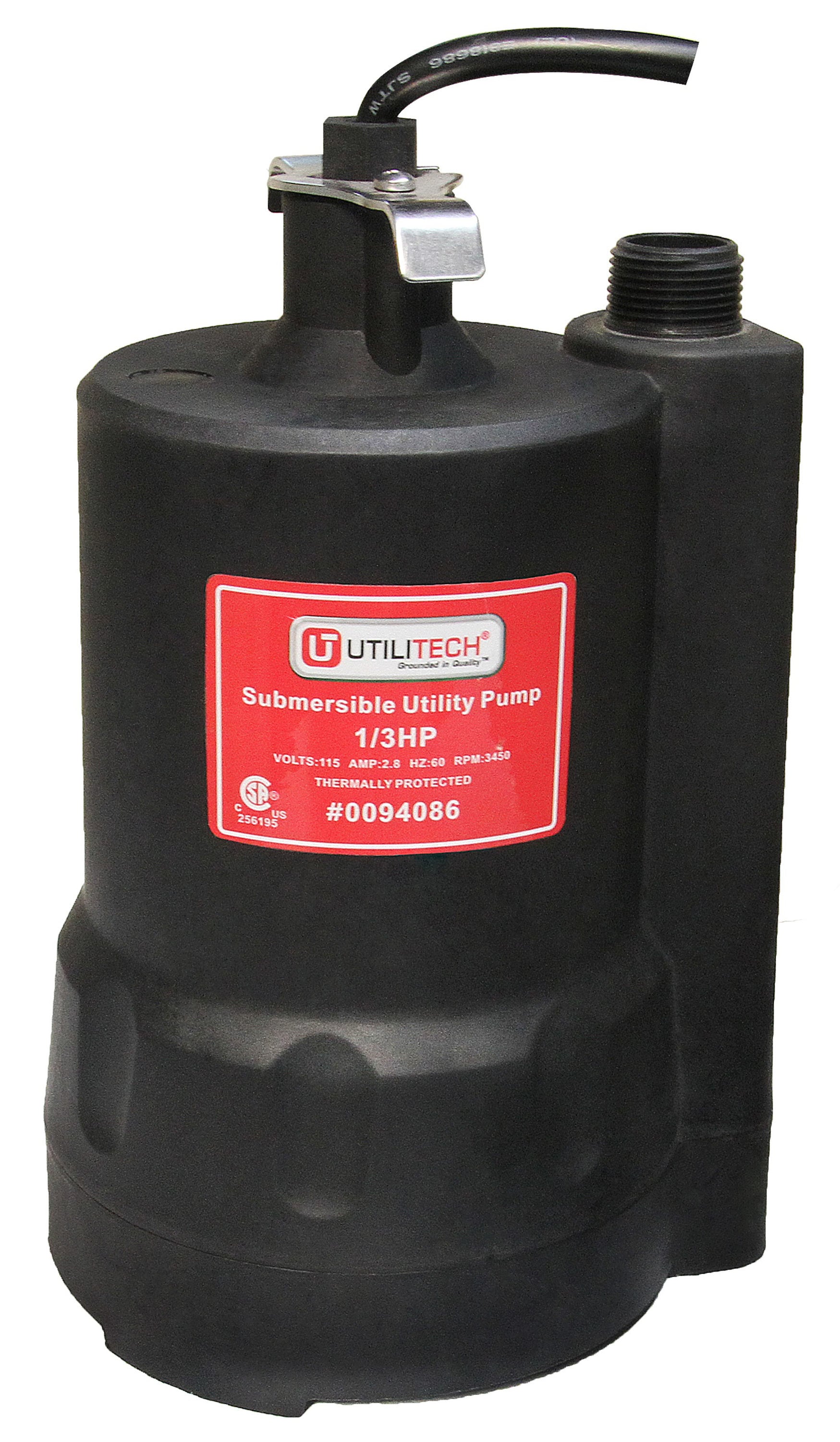 Utilitech 0.33-HP Thermoplastic Submersible Utility Pump PU33 