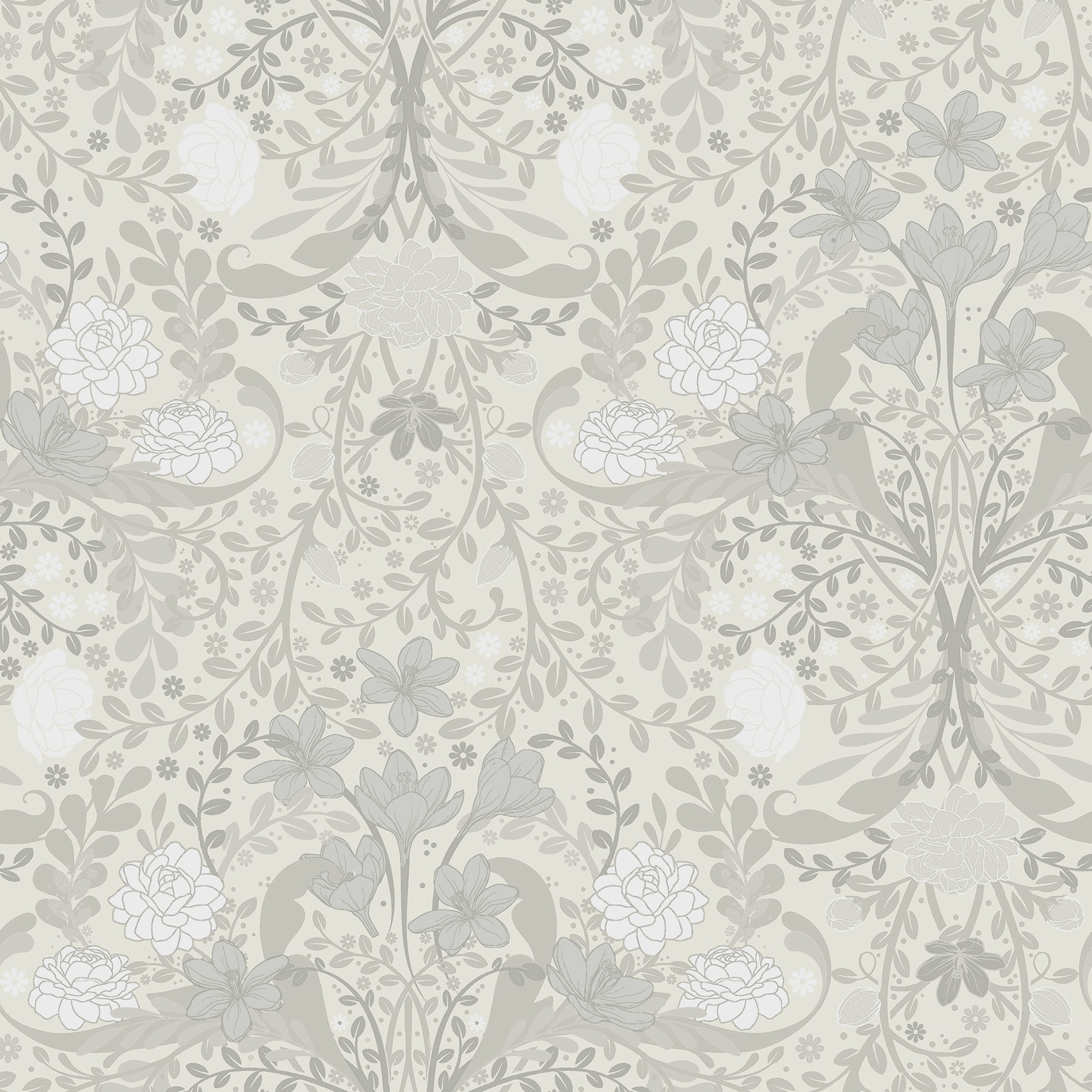 A-Street Prints 2999-24107 Annelie 57.5-Sq. Feet Grey Non-woven Floral Unpasted Wallpaper