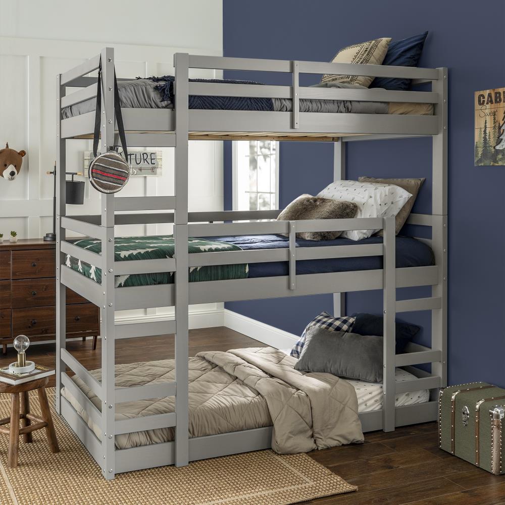 Walker Edison Grey Twin Over Twin Bunk Bed in the Bunk Beds department ...