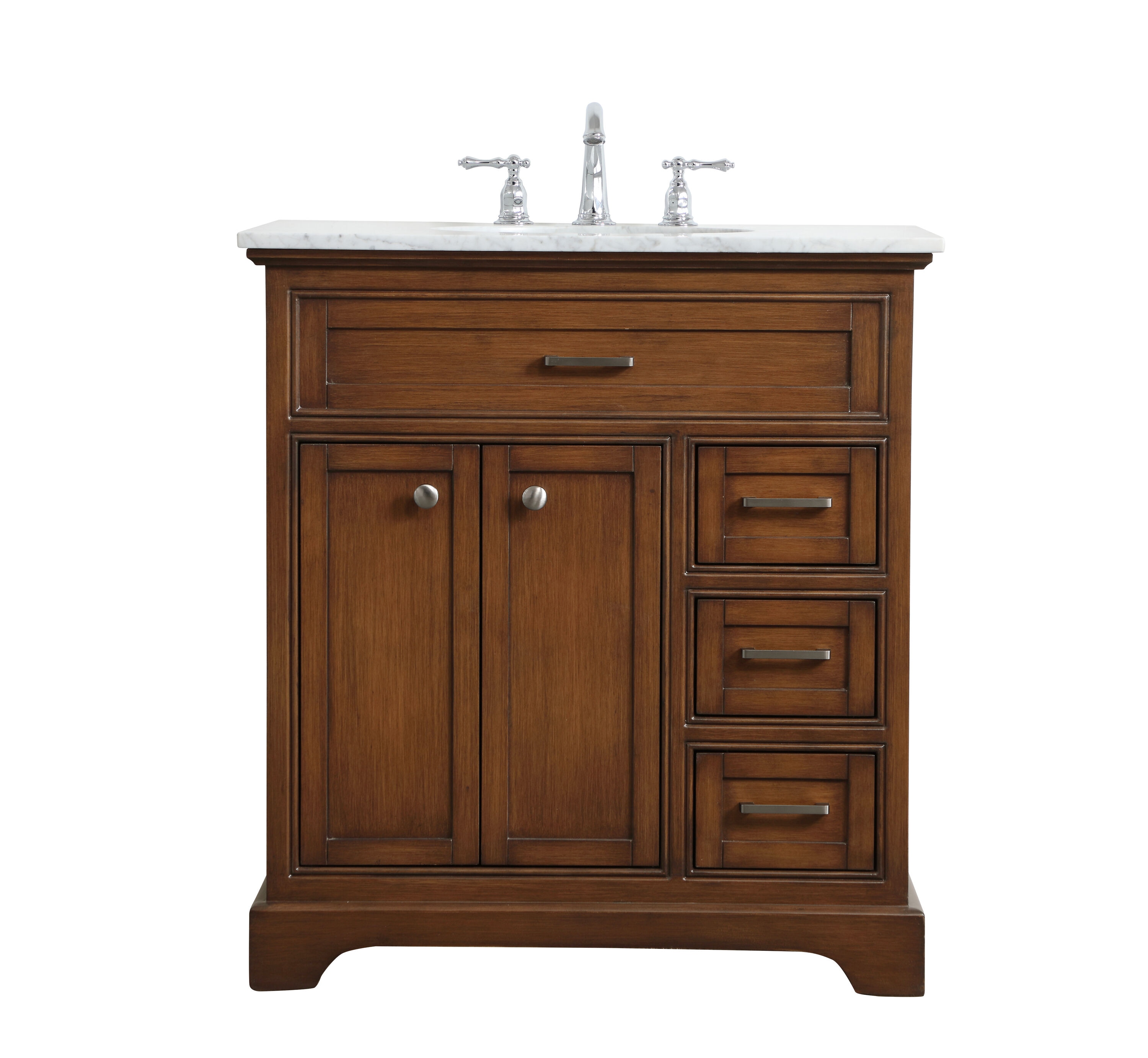 Elegant Decor FI45032TK First Impressions 32-in Brown Undermount Single sink Bathroom Vanity with Cararra White Marble Top