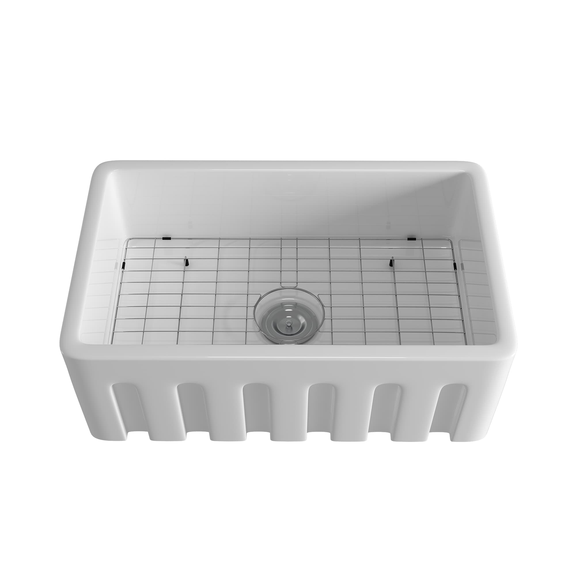 CASAINC SL-LAWH3019R1 Ceramics kitchen sink Farmhouse Apron Front 30.157-in x 20-in White Fireclay Single Bowl Workstation Kitchen Sink All-in-one Kit