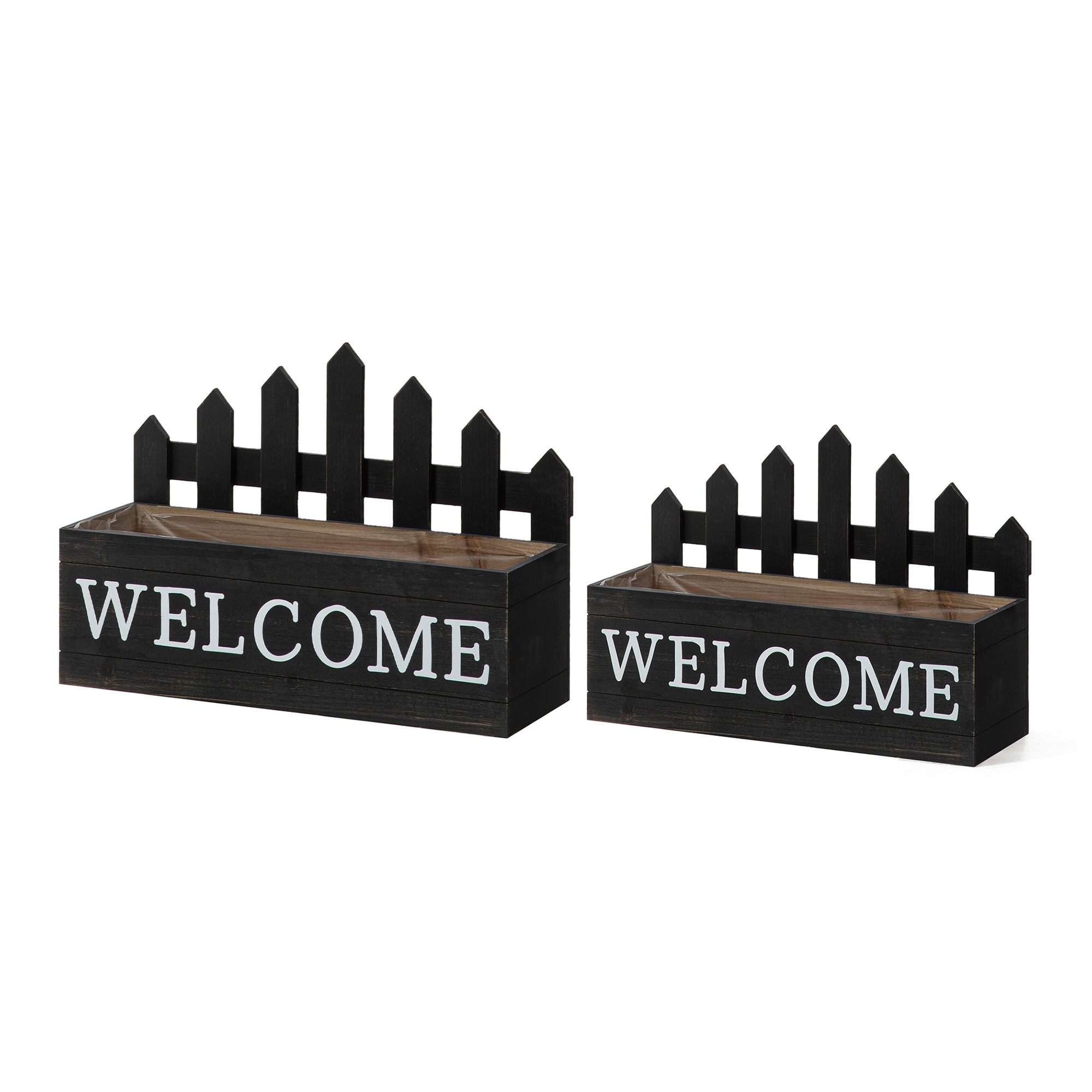 Glitzhome 2007200063 17-Inches H x 23.5-Inches W Black Indoor/Outdoor Rectangular Wood Plant Stand