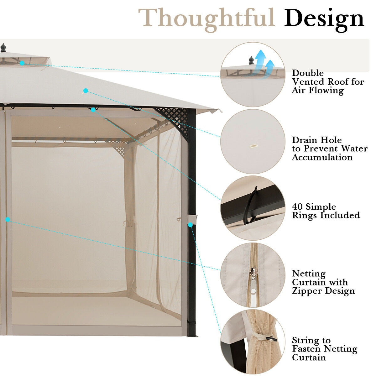 Forclover HYFE-70382BE Wood-Resin-Gazebos - View #3