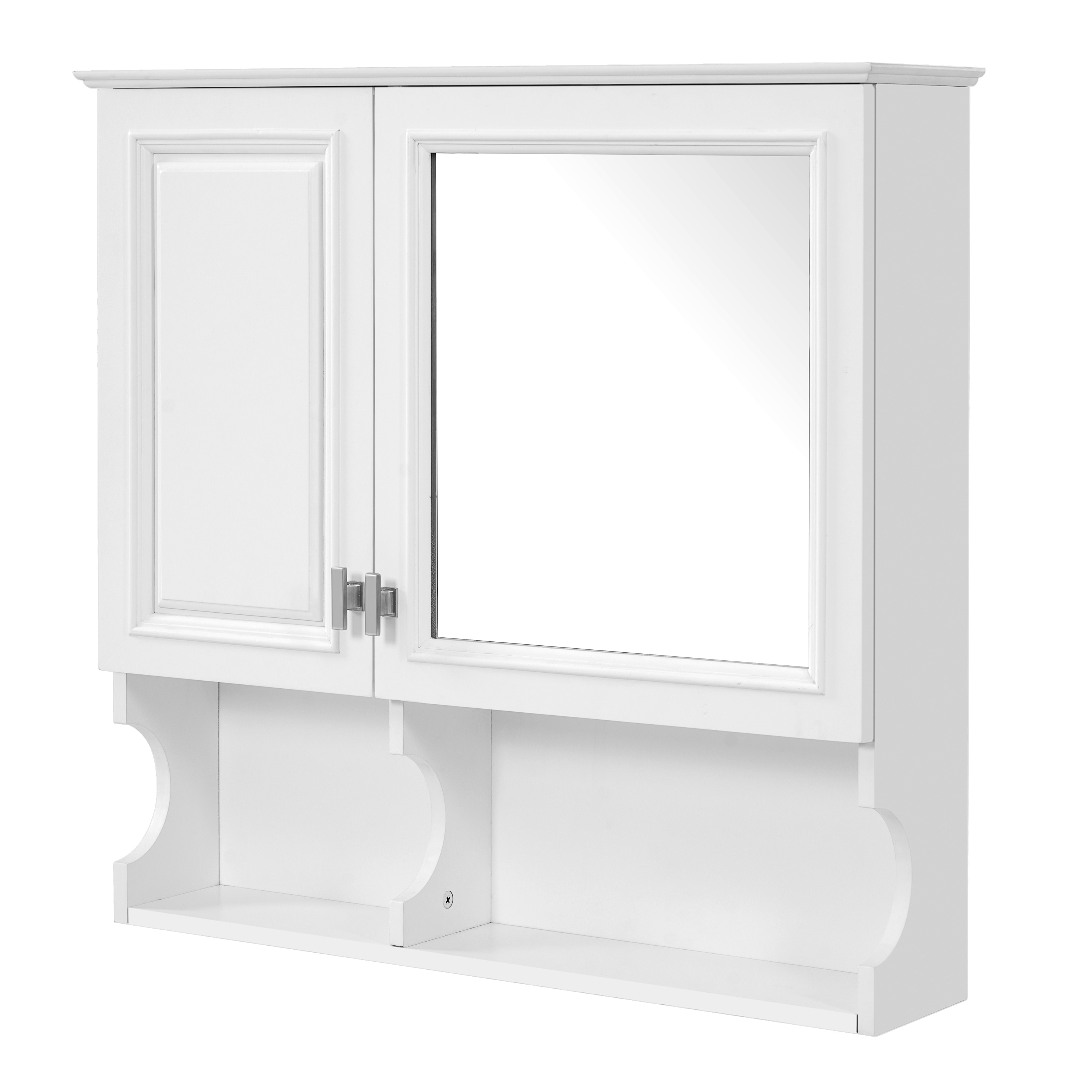 BEARSOLIM - 30-in Medicine Cabinet with Mirror Adjustable Shelves Wall Mounted Bathroom Storage C...
