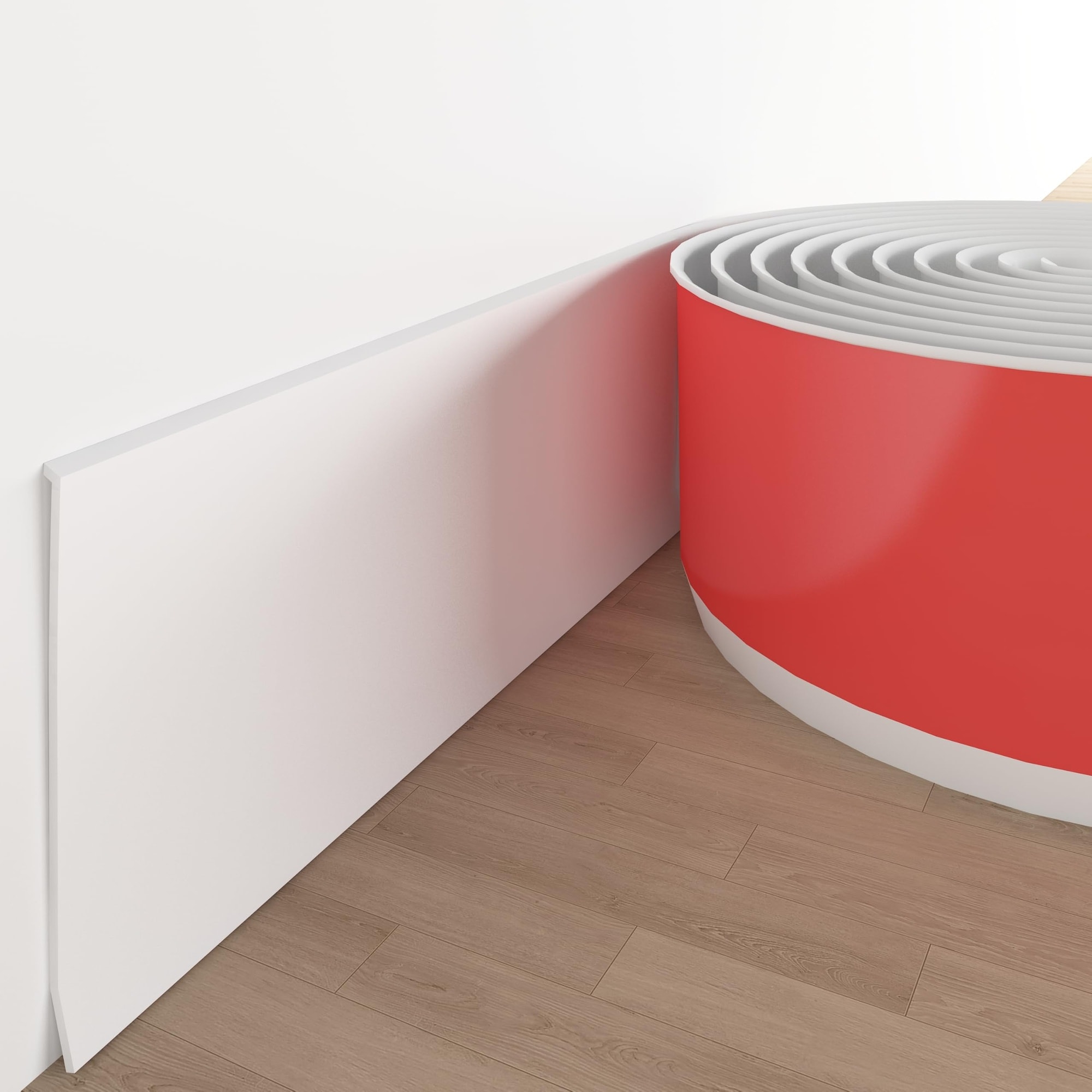 Phyfalip  Flexible Self Adhesive Vinyl Wall Baseboard Molding Trim 4 in Width 20 Feet Length White durable home and garden accessory designed for