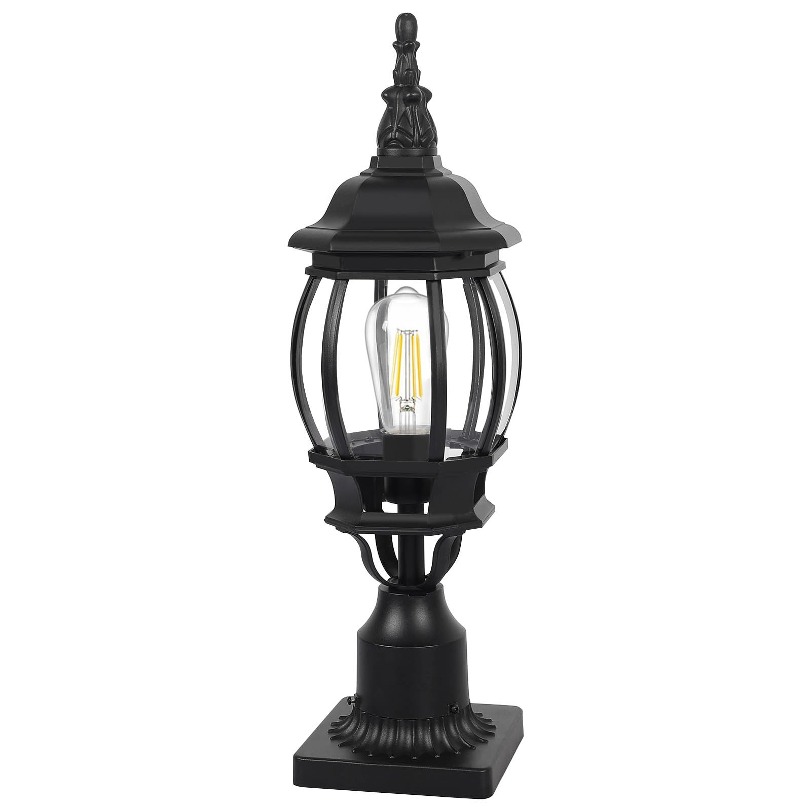 LamQee 18.9-in H Black Hardwired LED Post Light 06FTL0212ABK-1 at Lowes.com