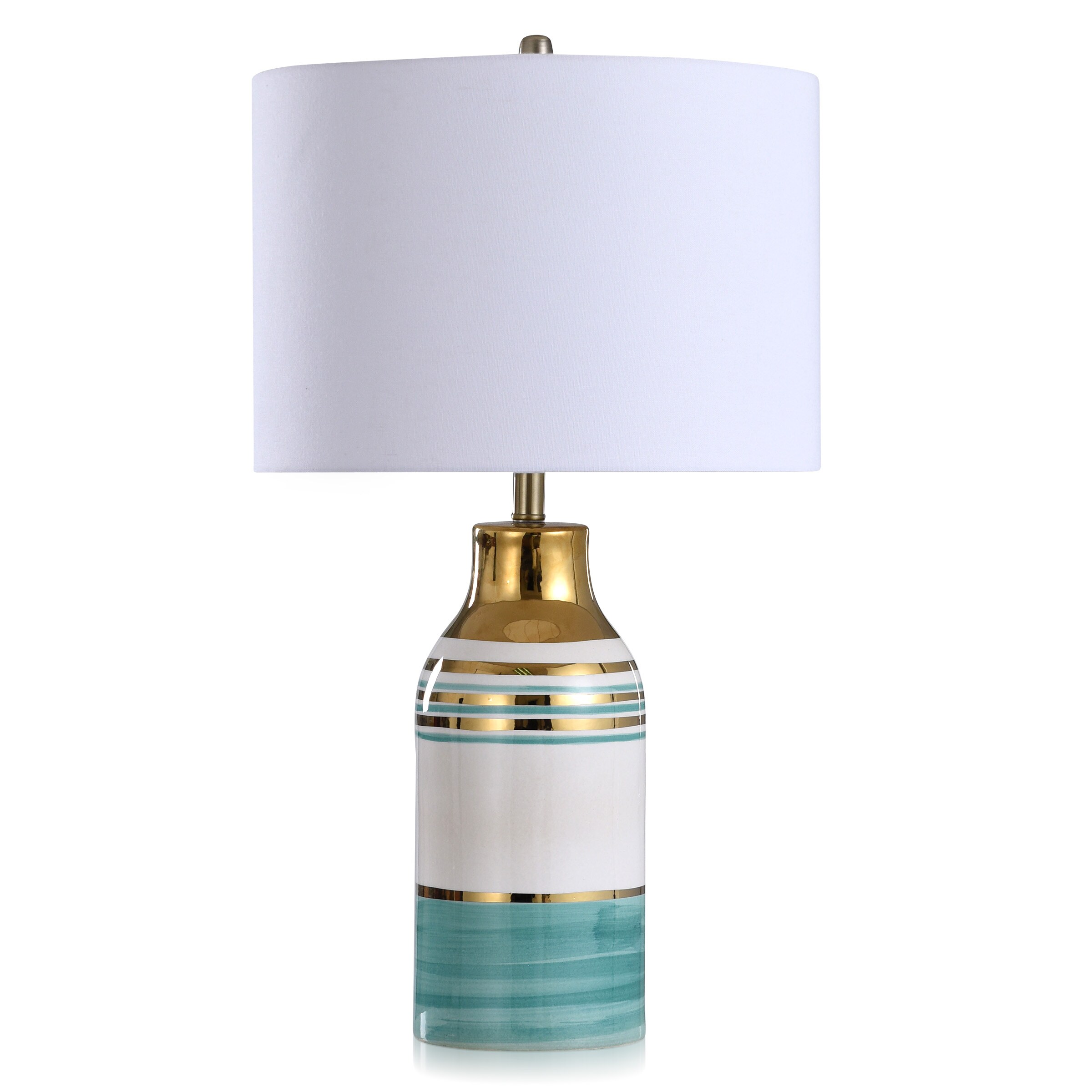 vergeven Overtekenen Raffinaderij StyleCraft Home Collection Cameron - Multi-Colored Milk Jar Ceramic Body  Table Lamp - Mint Finish - White Shade in the Table Lamps department at  Lowes.com