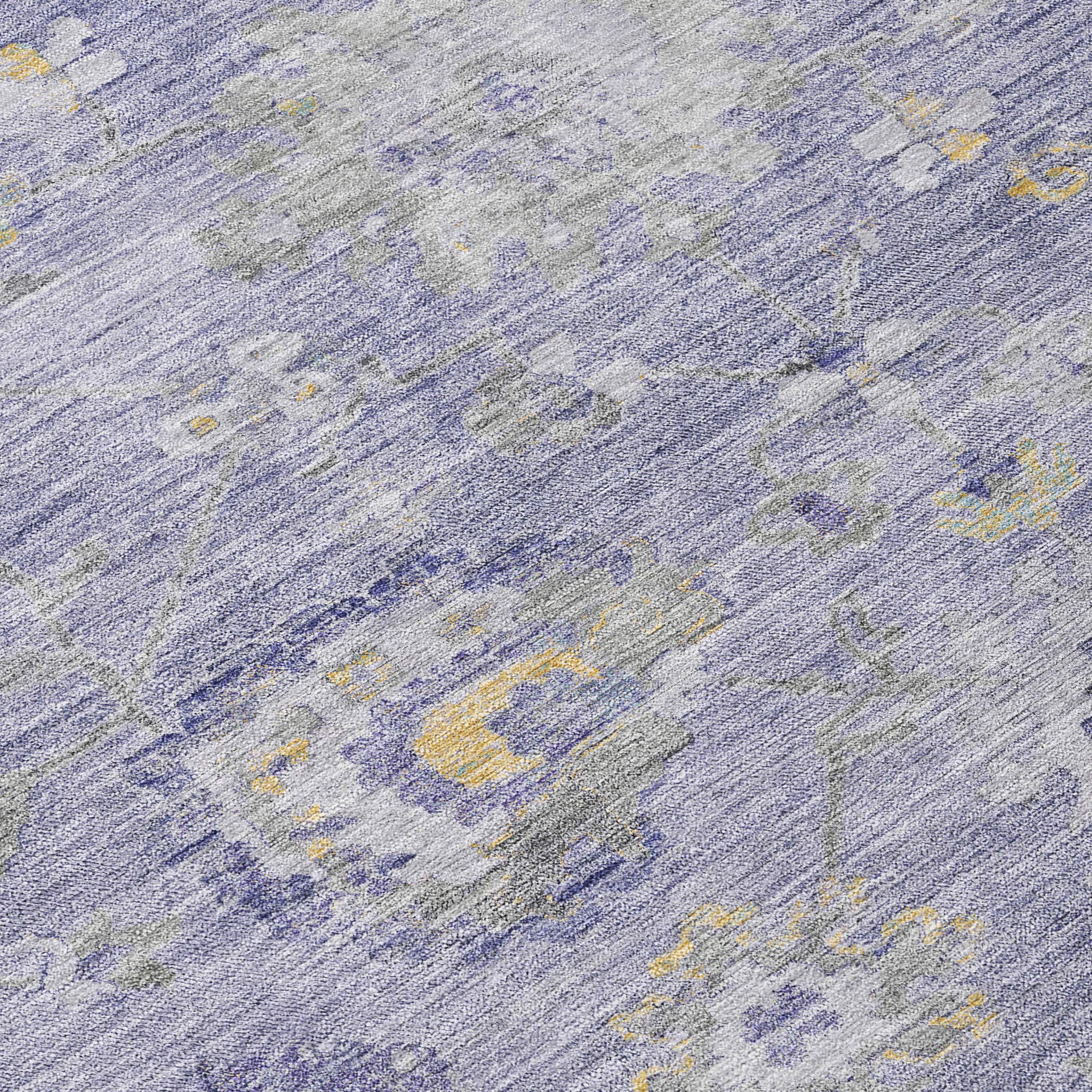 Lavender Flat Woven Synthetic Washable Rectangular Rug