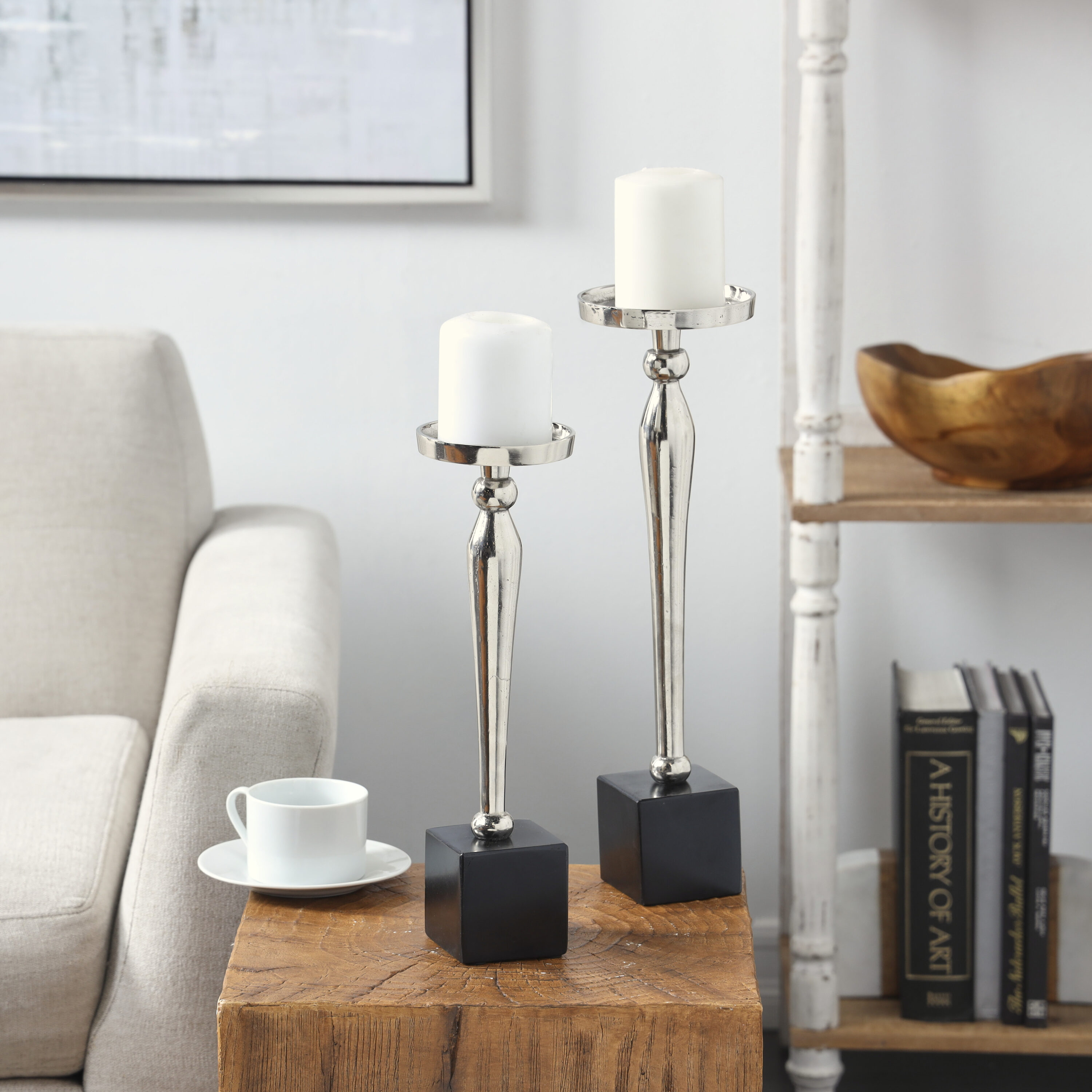 Grayson Lane 820344 2 Candle Aluminum Pillar Candle Holder