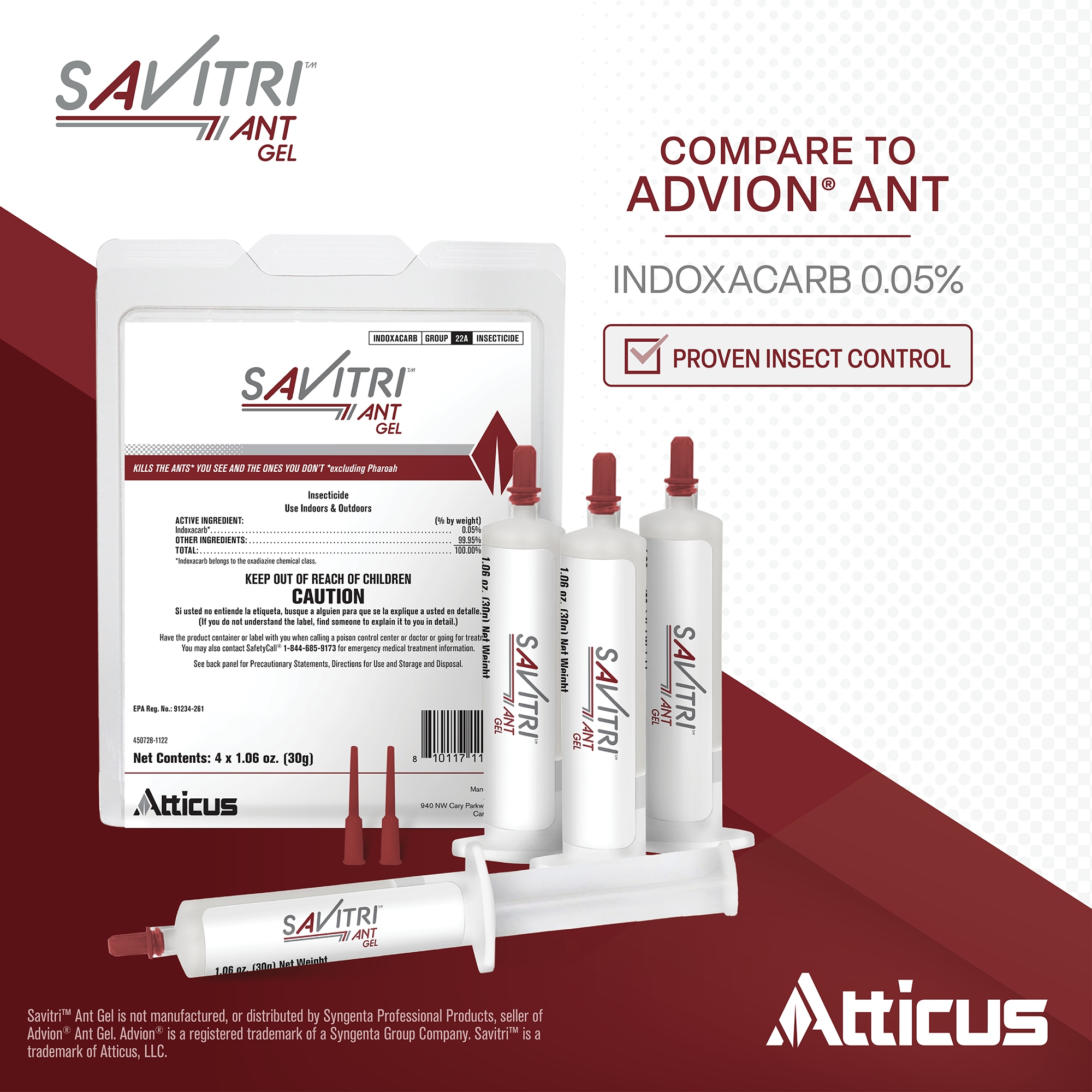 Atticus Savitri Ant Gel Bait - 4x30 Gram Syringes - Indoxacarb in