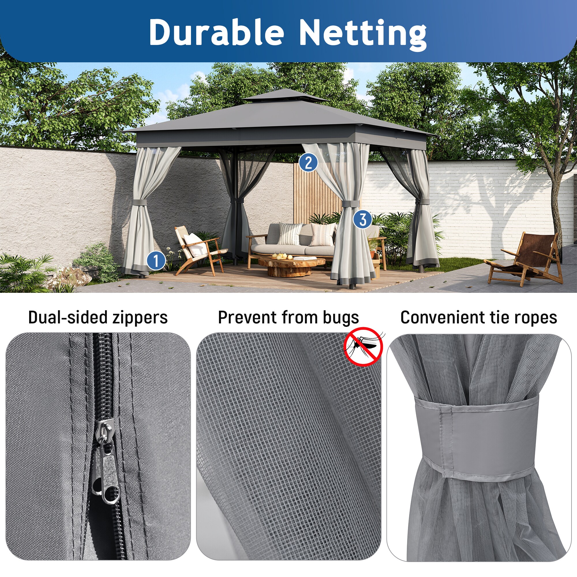 Kahomvis GS-2QP109-03 Wood-Resin-Gazebos - View #5