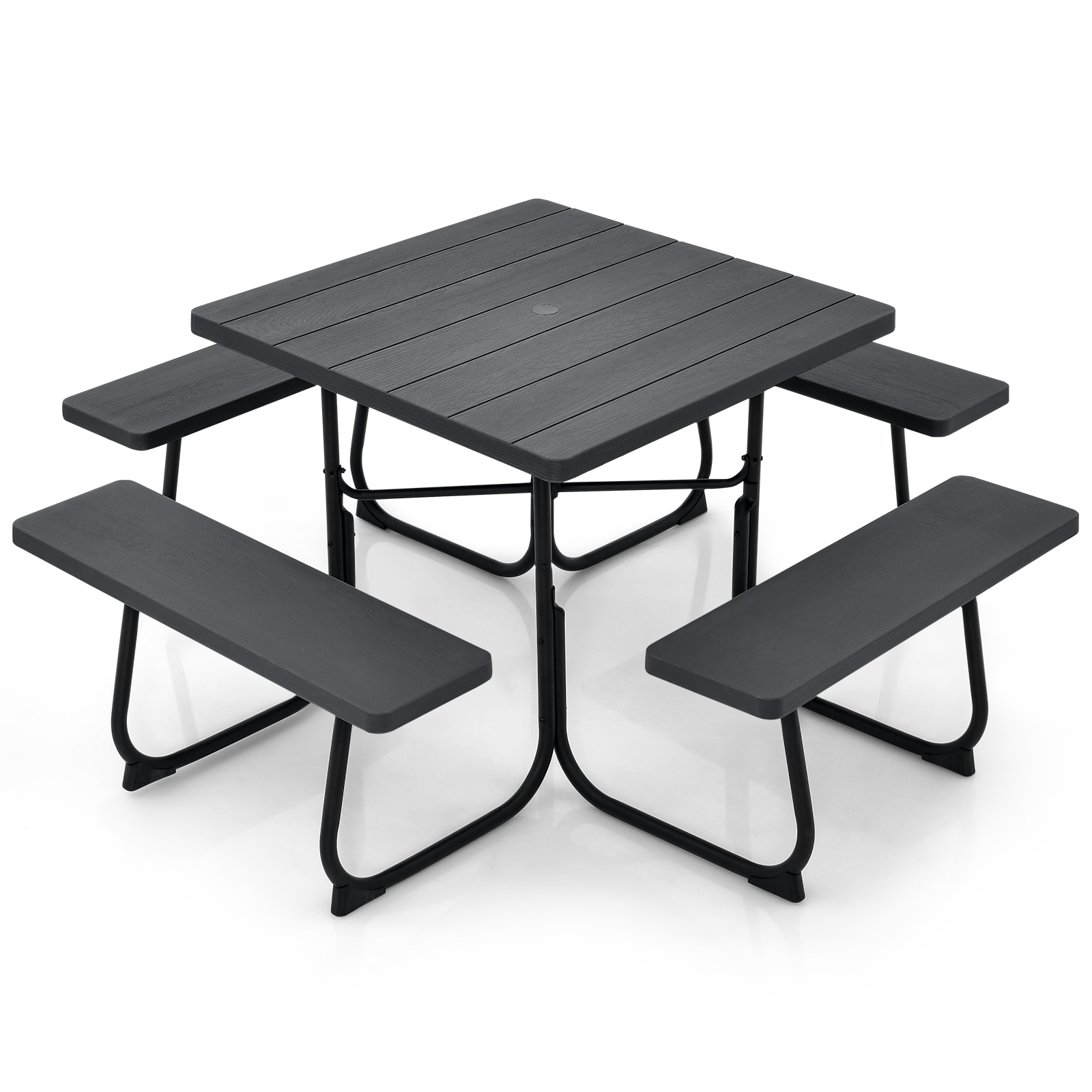 Poinic CWG11265BK-X 35-in Black Plastic Square Picnic Table