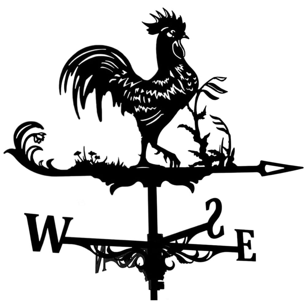 Etokfoks  metal rooster weathervane roof mount iron weather vane 13 78 by 29 53 in with interchangeable topper for yard shed garden patio
