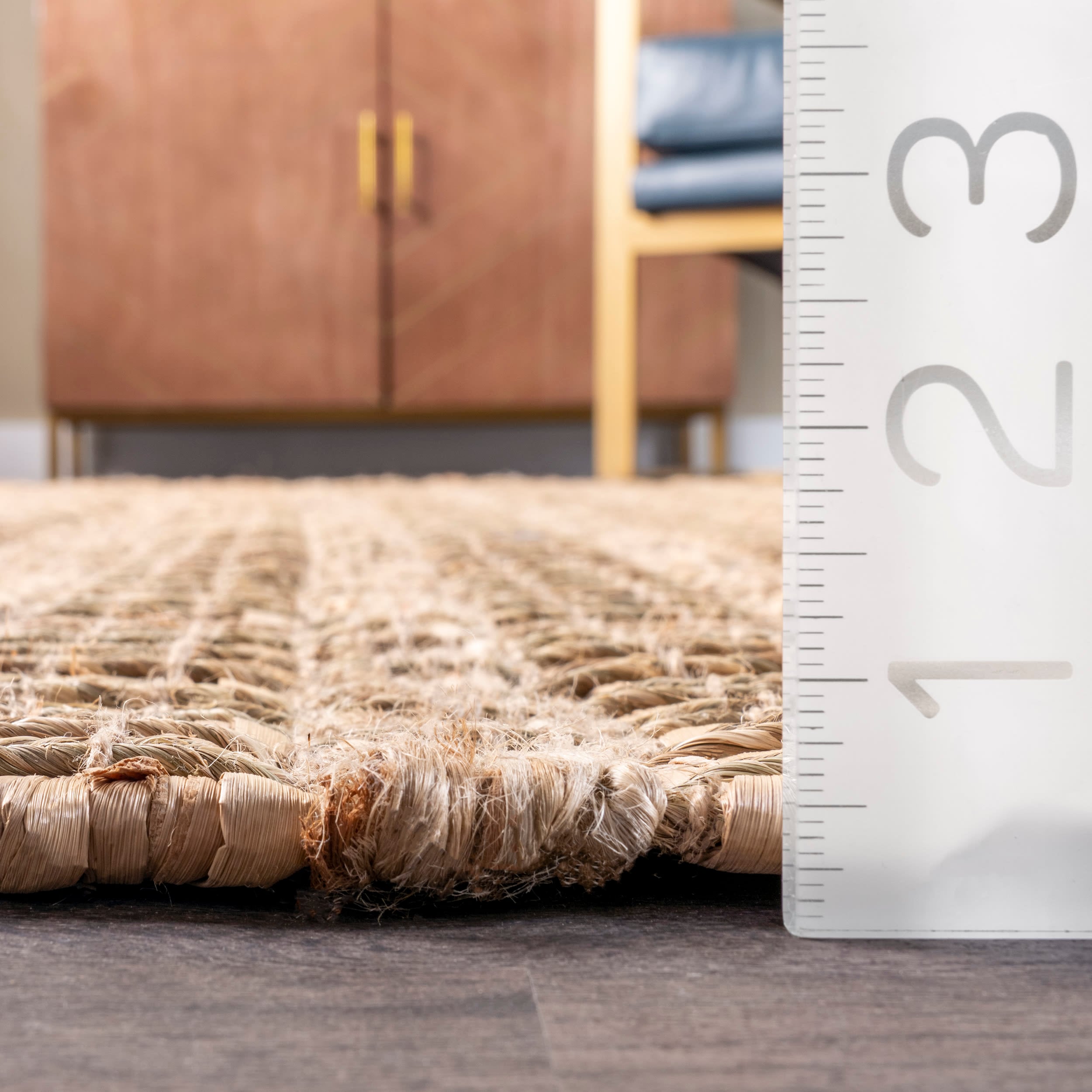 Natural Beige Seagrass and Straw Flat Woven 3' x 5' Area Rug
