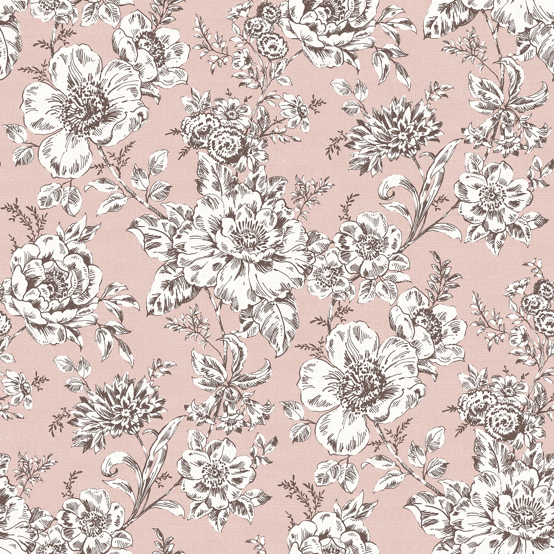 RoomMates RMK12696PLW 30.8-Sq. Feet Pink Vinyl Floral Self-adhesive Peel and Stick Wallpaper