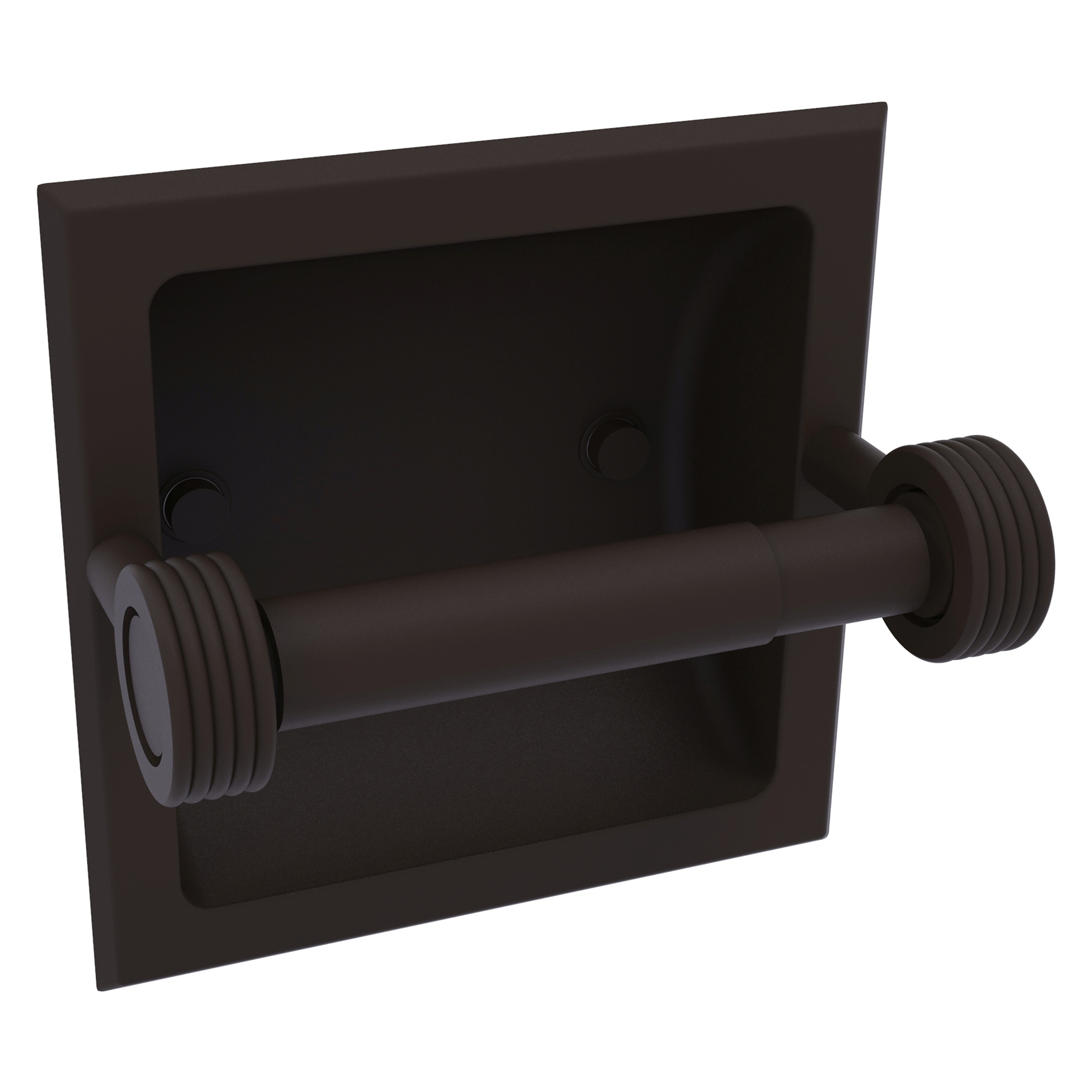 Allied Brass 2024-CG-ORB Continental Oil-rubbed Bronze Recessed Double post Toilet Paper Holder 1 -Rolls with Storage