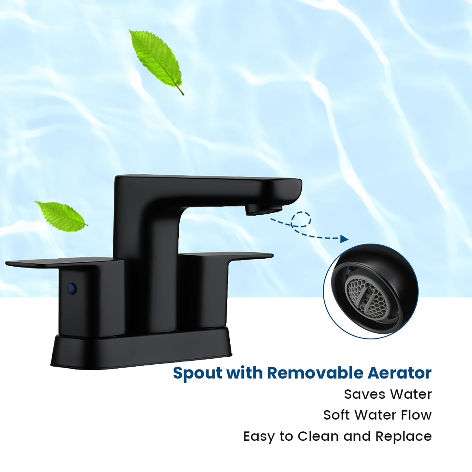 Matte Black Double Handle Mid Arc Bathroom Faucet