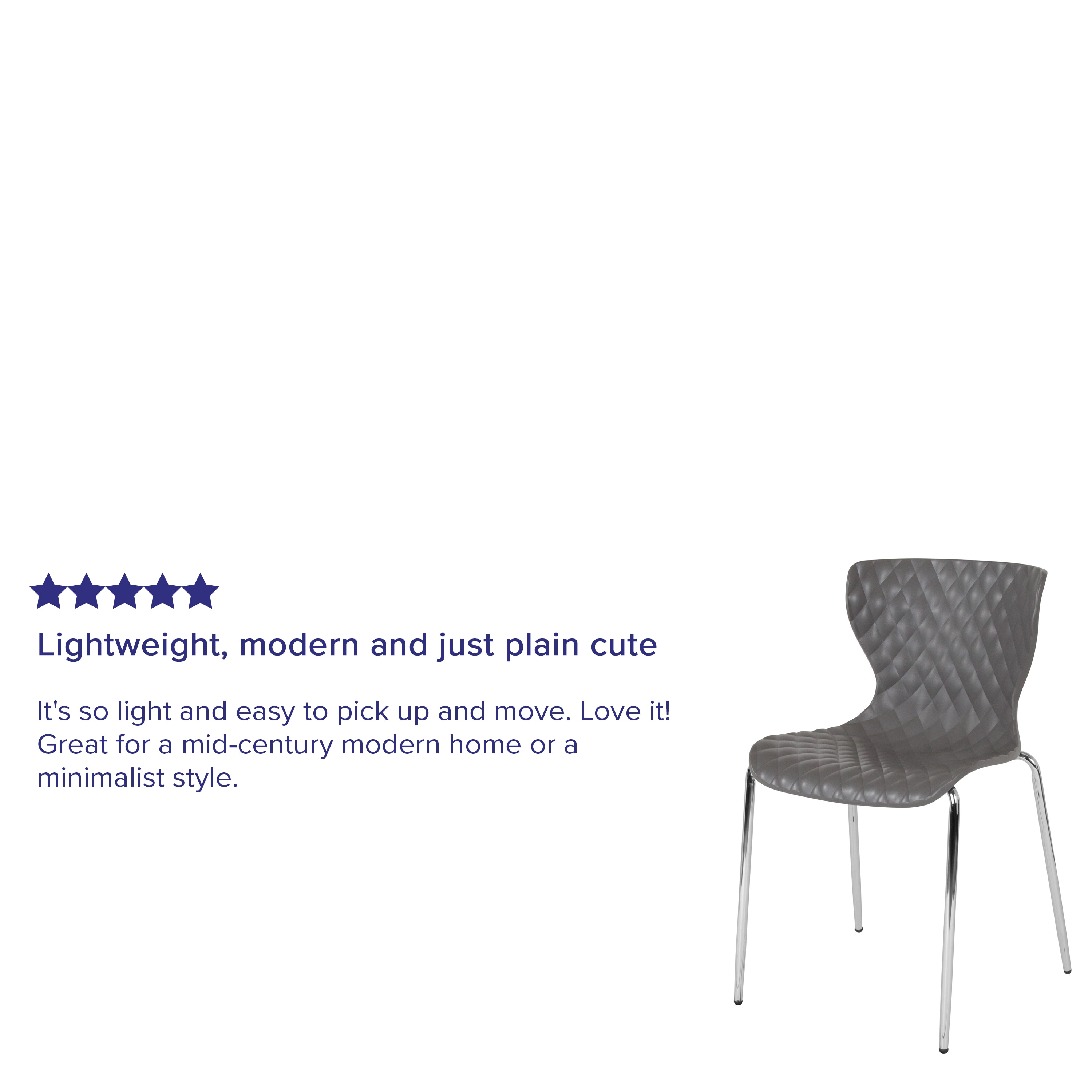 Quilted Diamond Gray Plastic Stackable Modern Chair