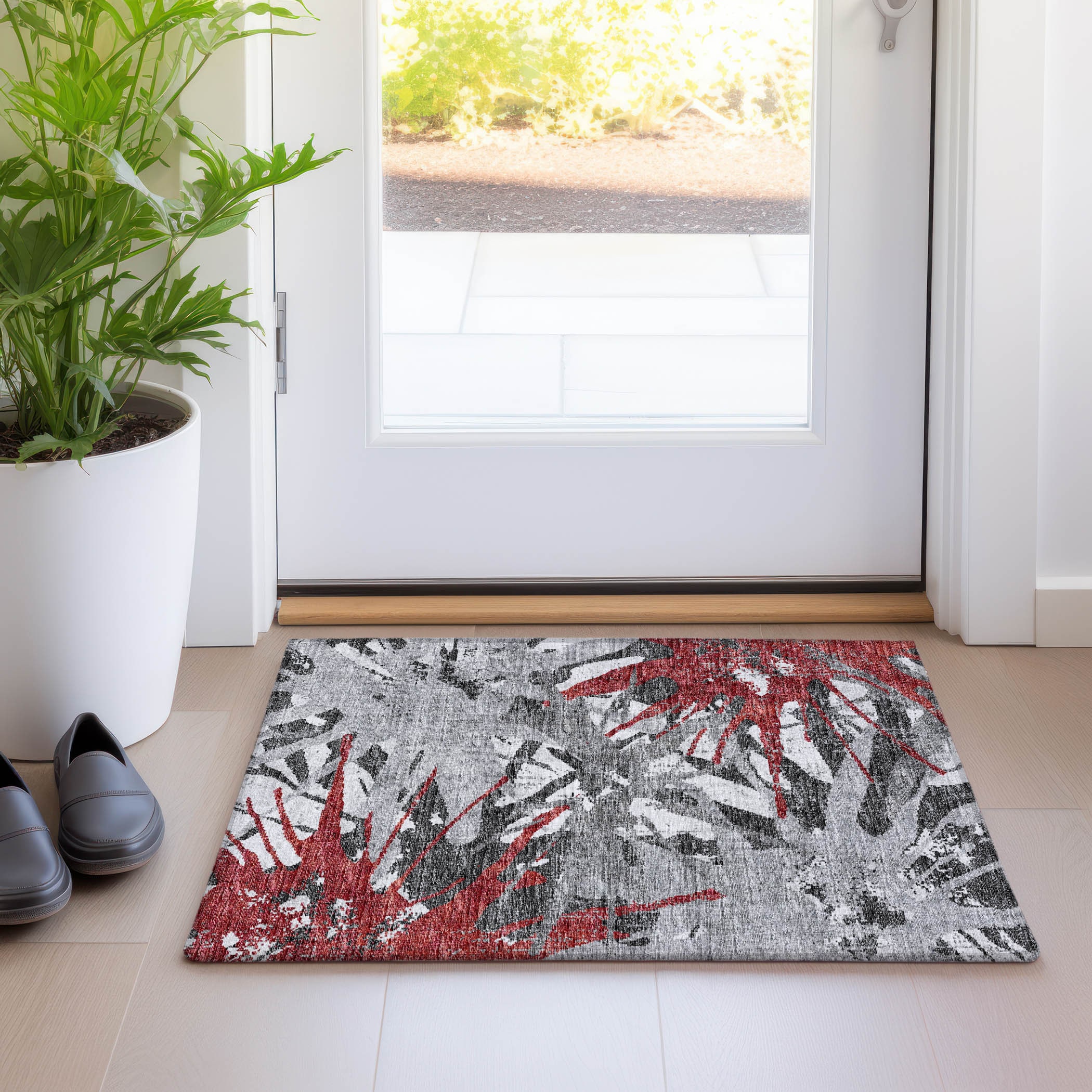 Addison Rugs AMF77RE20X30 Mayfield AMF77RE 2 x 3 (ft) Loomed Polyester Red Rectangular Indoor Abstract Machine washable Area rug