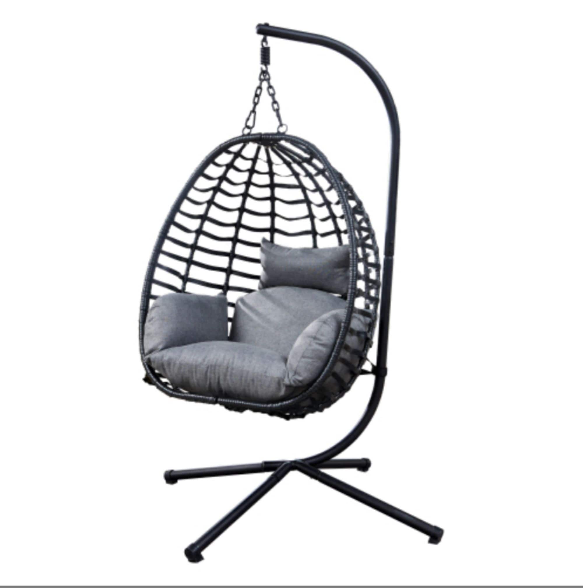 Miki Shinly ATS-KGRY-01MI Hammock Chair Ocean Park Grey Woven Hammock chair with Stand