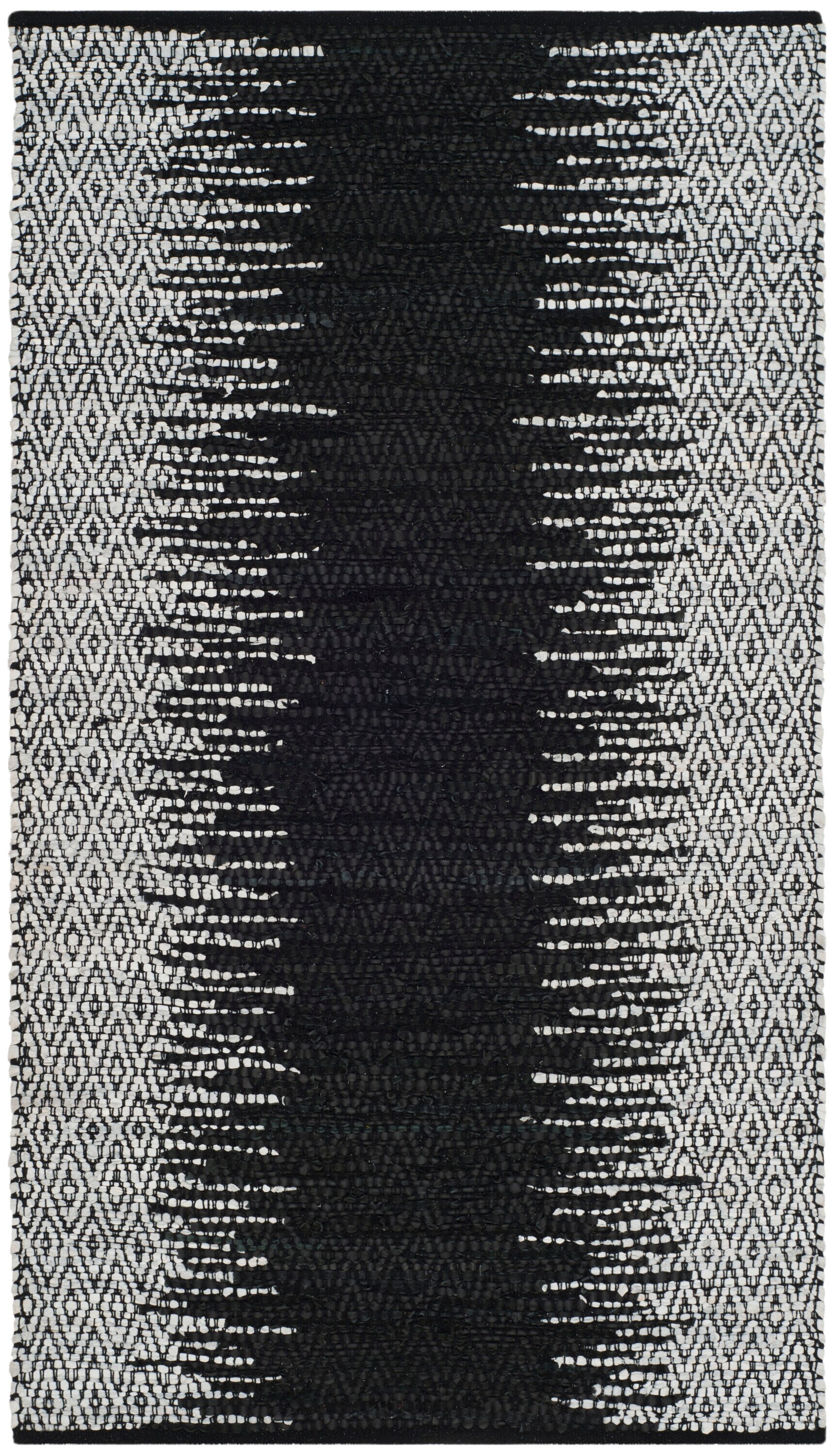 Safavieh VTL389C-3 Vintage Leather Hanna 3 x 5 (ft) Leather Light Gray/Black Rectangular Indoor Coastal Throw rug