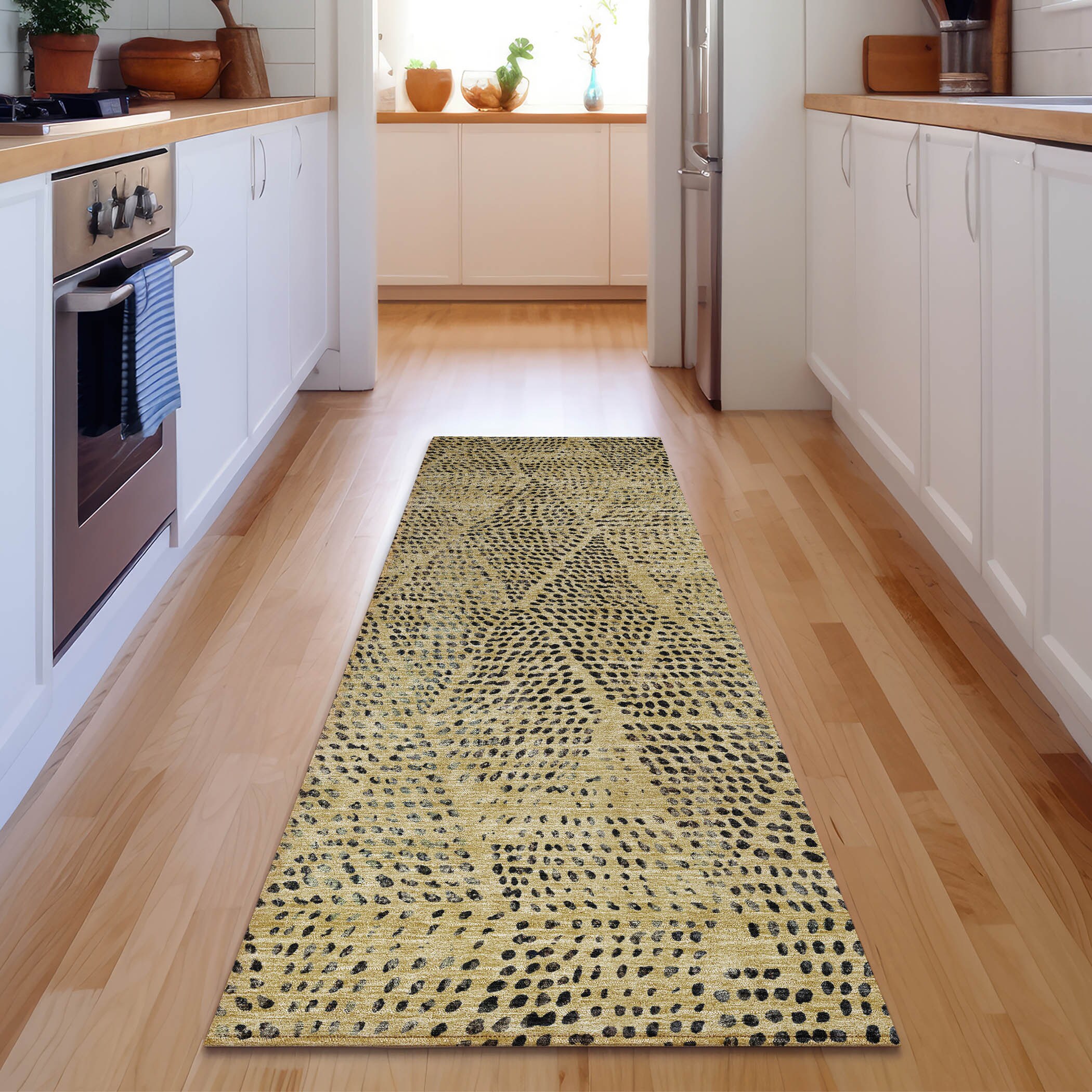 Addison Rugs AMF591GO2X8 Mayfield AMF591GO 2 x 7 (ft) Loomed Gold Rectangular Indoor Geometric Machine washable Pet Friendly Area rug