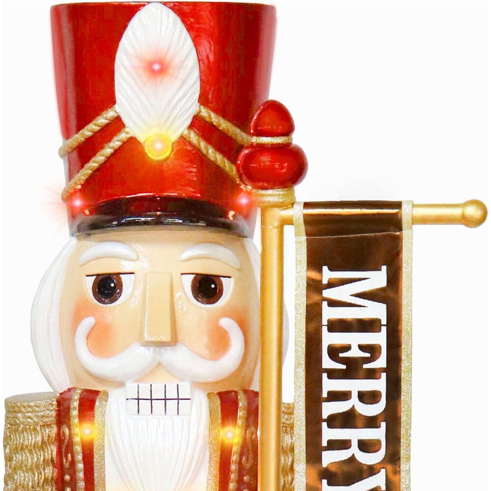 4-Ft Red and Gold Resin Nutcracker with LED Lights