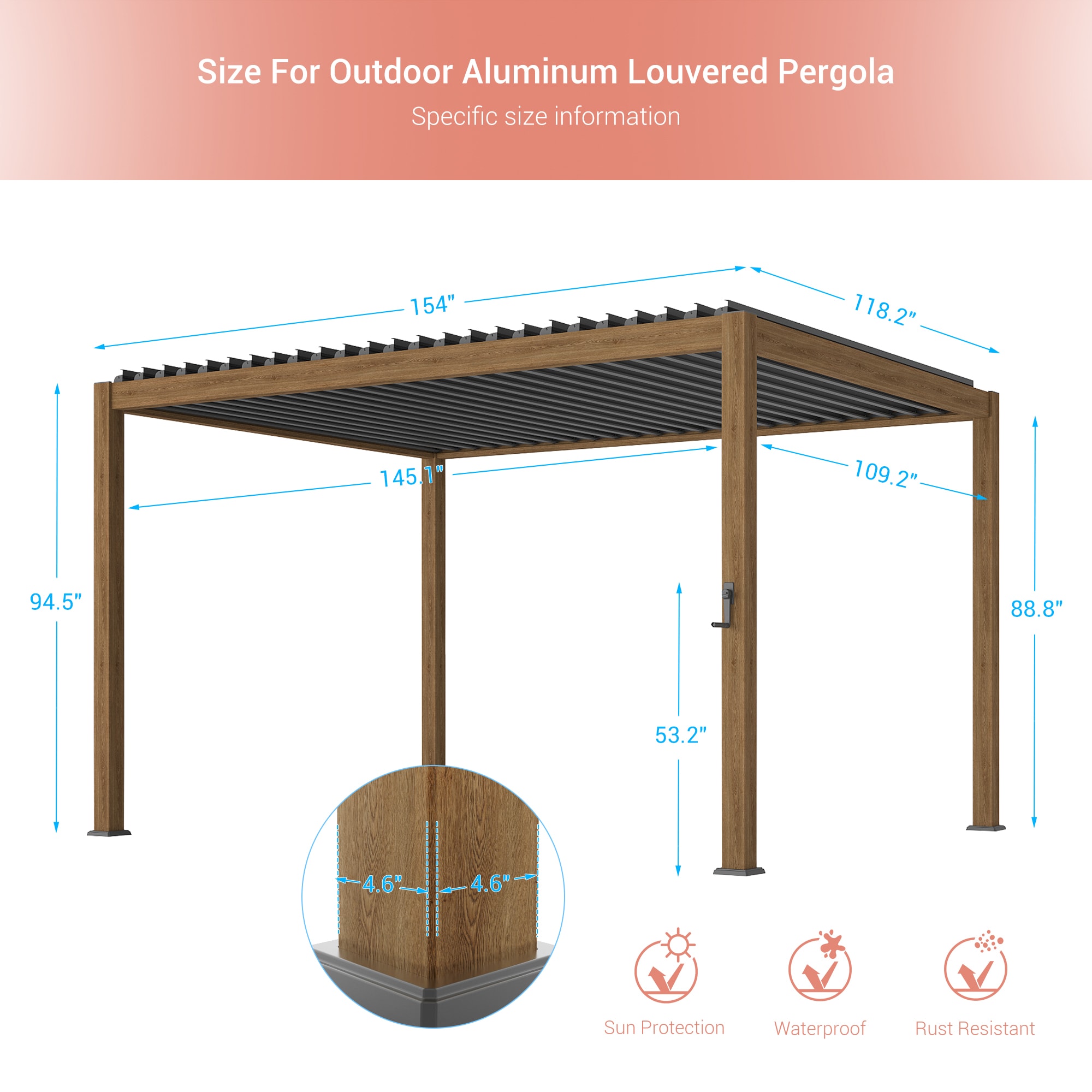 ACEGOSES LW-PG-LED1013WH Pergolas-2 - View #2