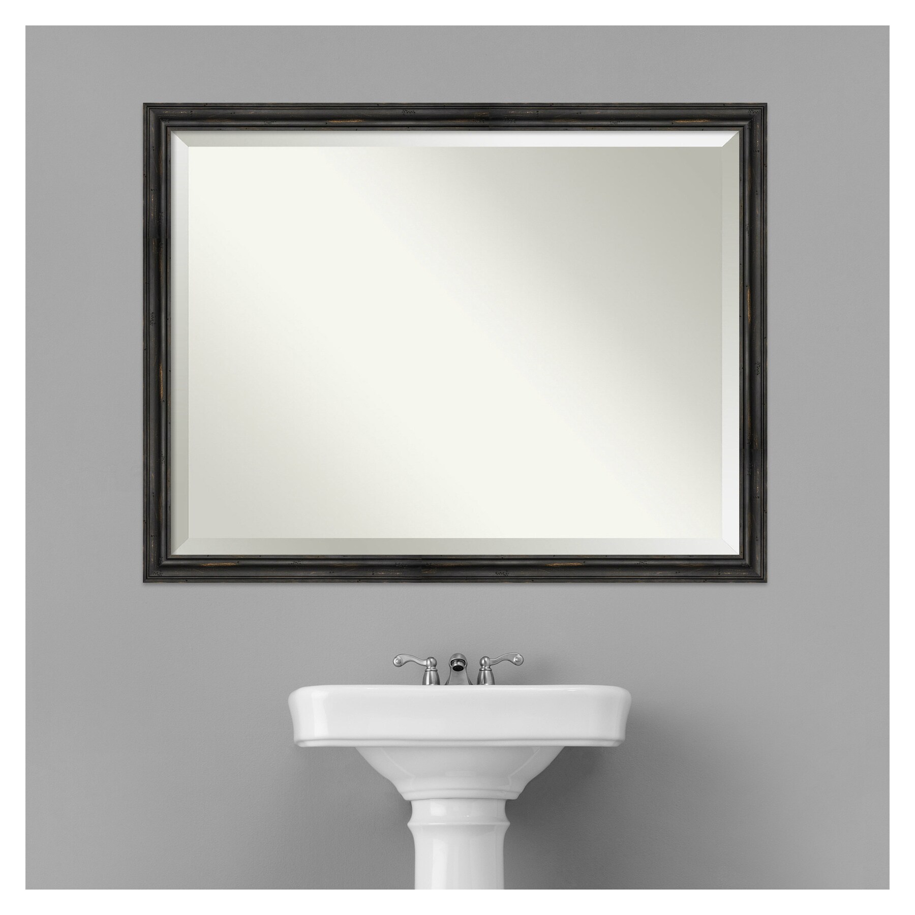 Rustic Black Pine Rectangular Bathroom Vanity Mirror