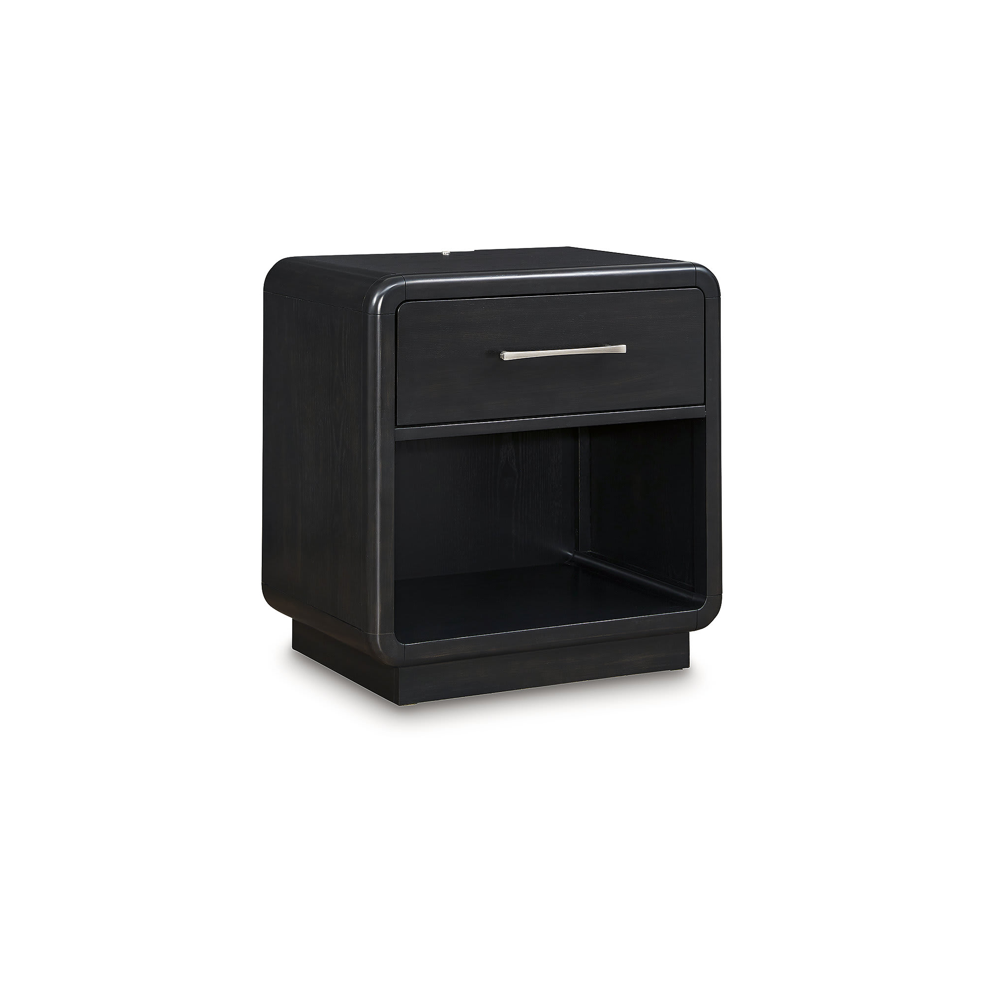 Signature Design by Ashley B821-91 Rowanbeck Black Nightstand with LED Light USB Charging and Drawer
