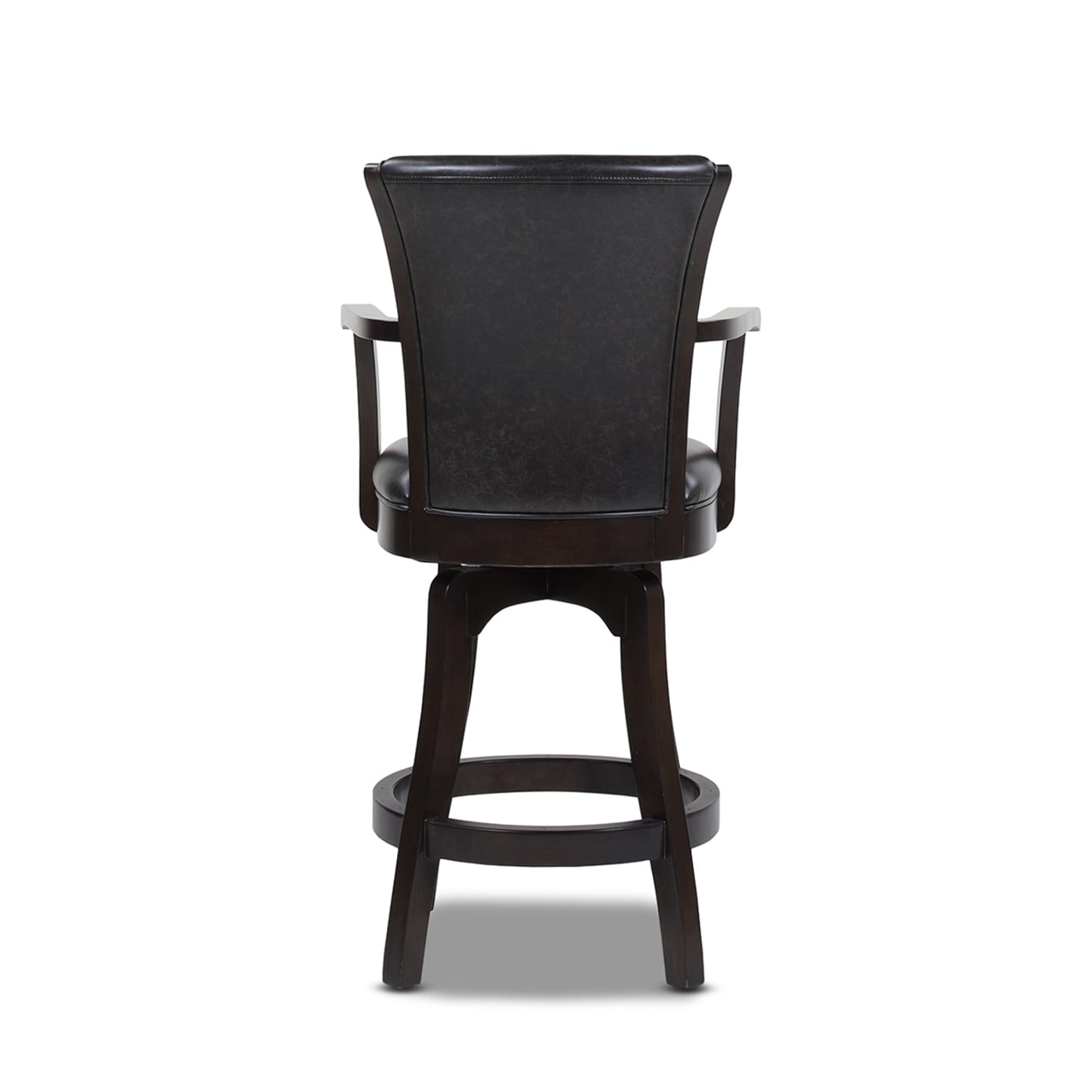 Williams 27" Swivel Counter Height Bar Stool in Vintage Black Faux Leather and Wood