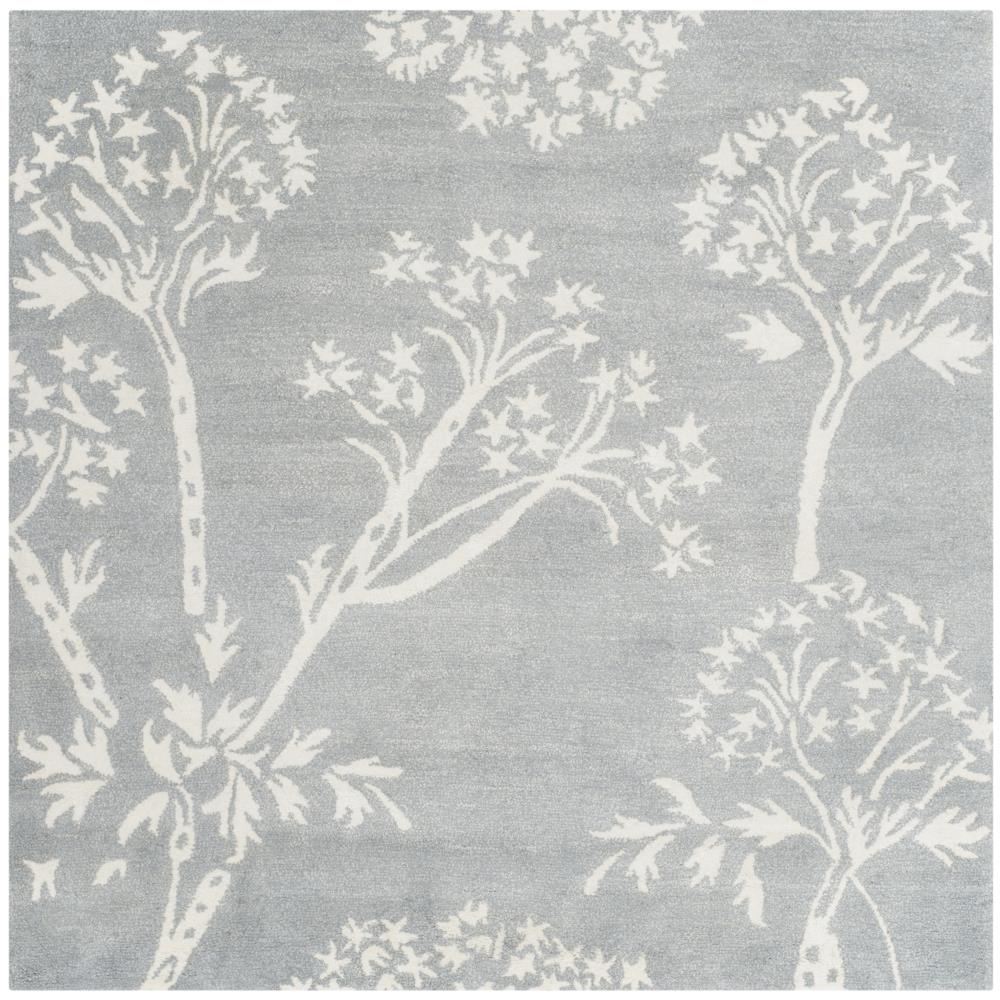 Hand-Tufted Wool Square Rug in Light Blue/Ivory - 5' x 5'