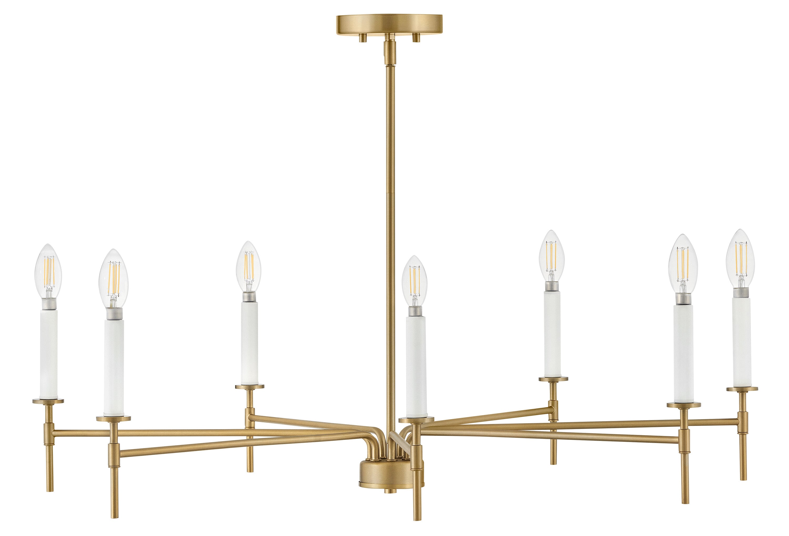 Hux 36" Lacquered Brass 7-Light Candle Style Chandelier