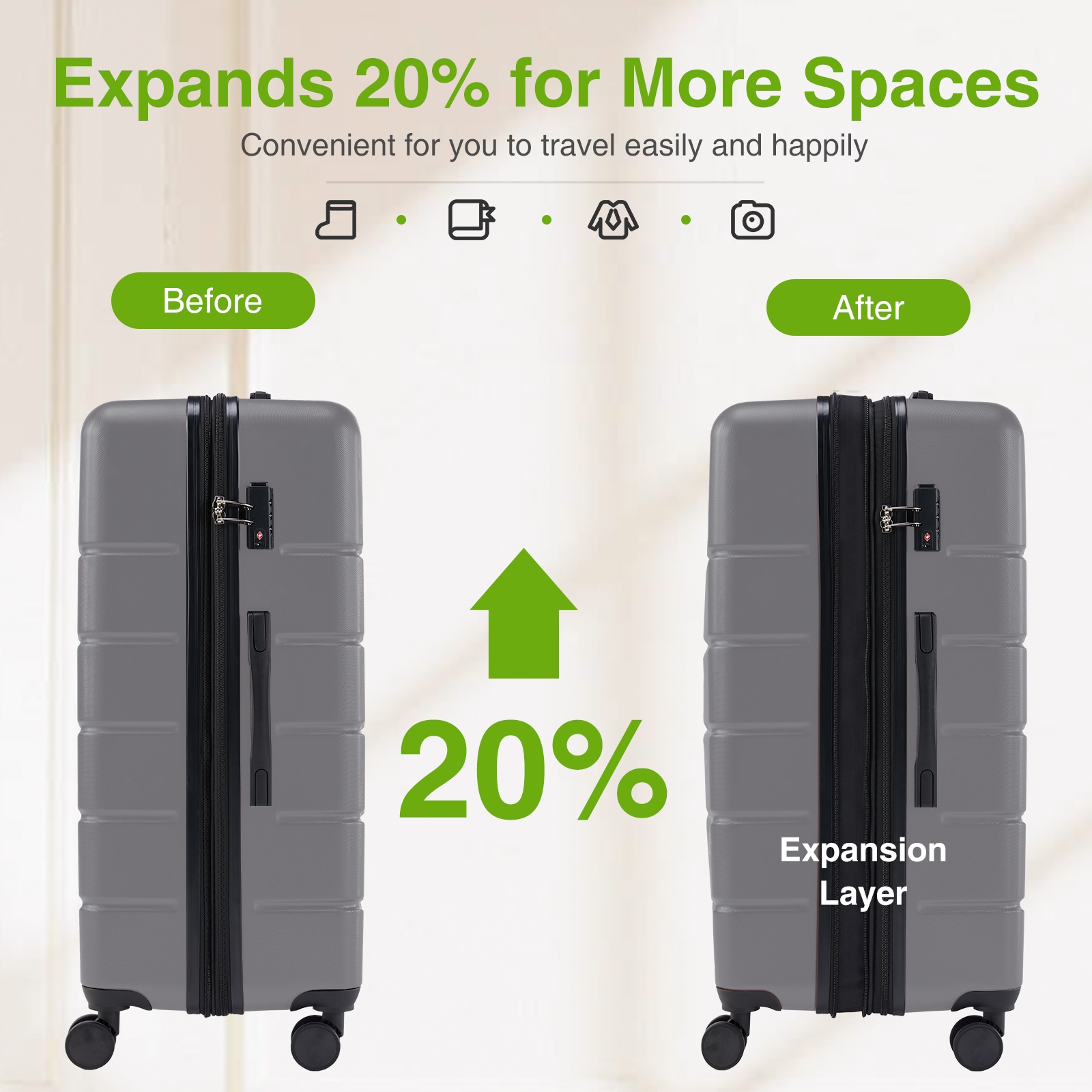 Sweetcrispy L-XLX-24IN-DGY Luggage-And-Luggage-Sets - View #2