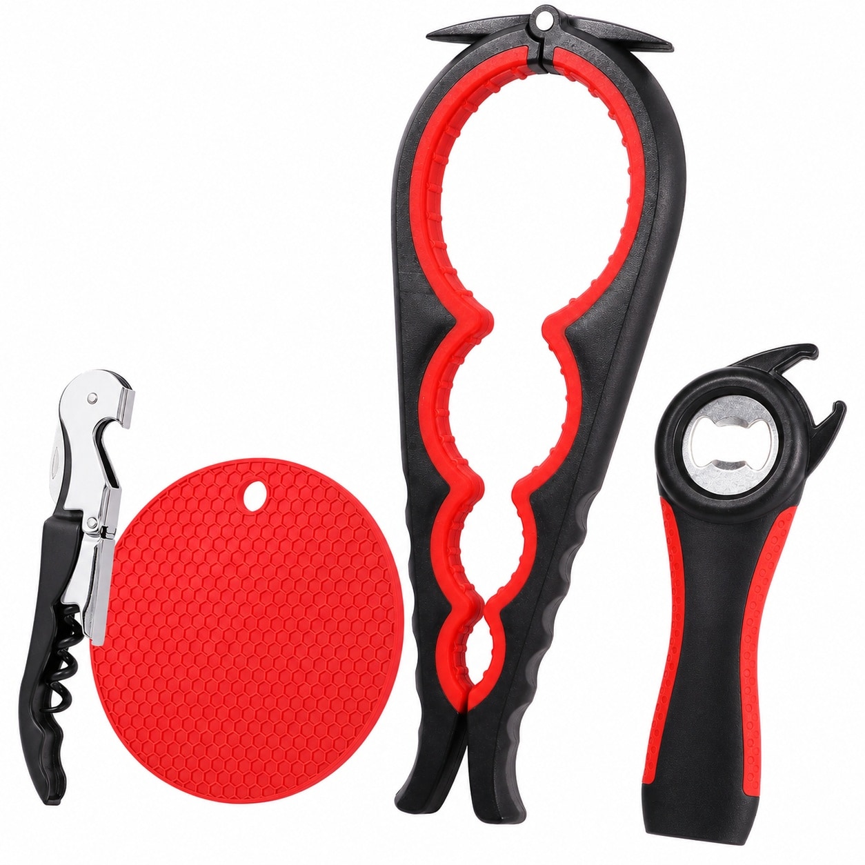 Baginizer 5 In 1 Multi Function Jar Bottle Opener Non Slip Grip For Weak Hands Arthritic Seniors