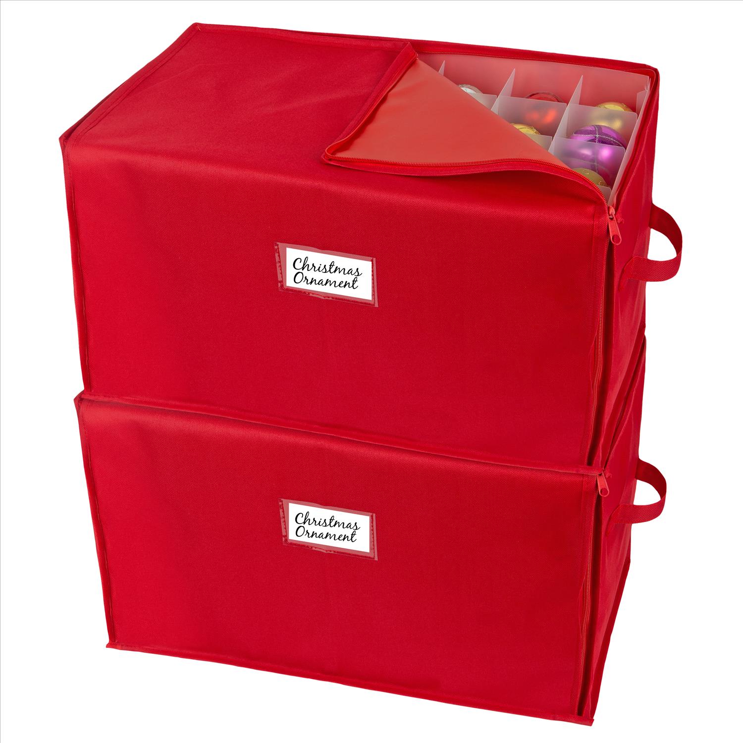 Santa's Bags 3-Drawer Christmas Ornament Storage Box (72 Ornaments) - Red  SB-10452-RED-RS - The Home Depot