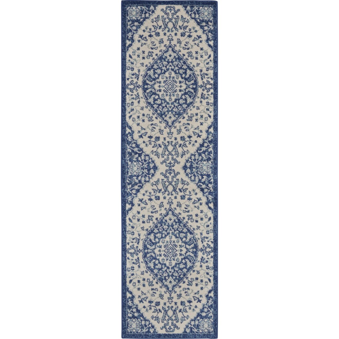 HomeRoots 4000385624 2 x 8 (ft) Loomed Polypropylene Ivory Blue Rectangular Indoor Runner rug