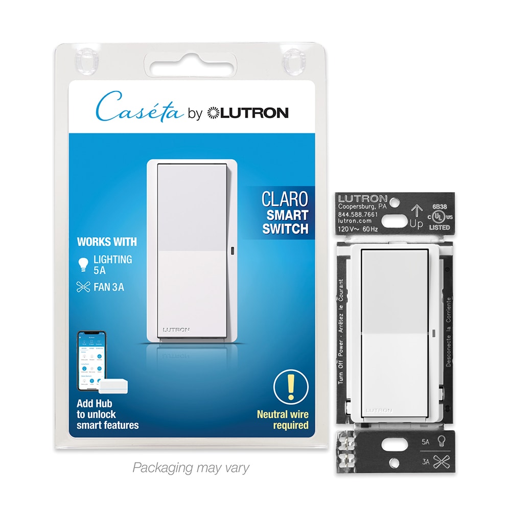 Lutron Caseta Smart Lighting 5-amp Single-pole/3-way Smart Tap Master Light  Switch, White in the Light Switches department at