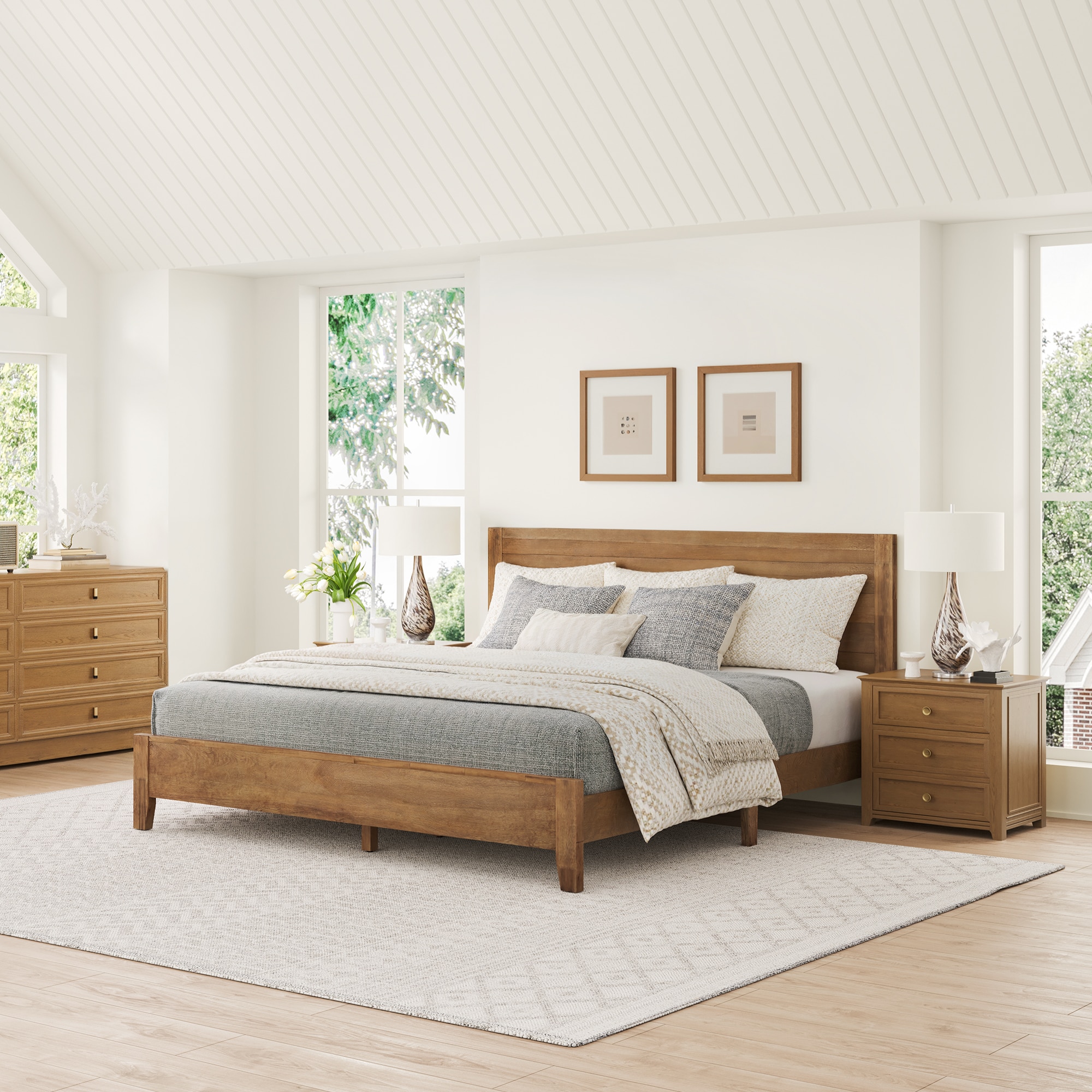 Yurevna - King Dark Wood Wood Platform Bed with Headboard