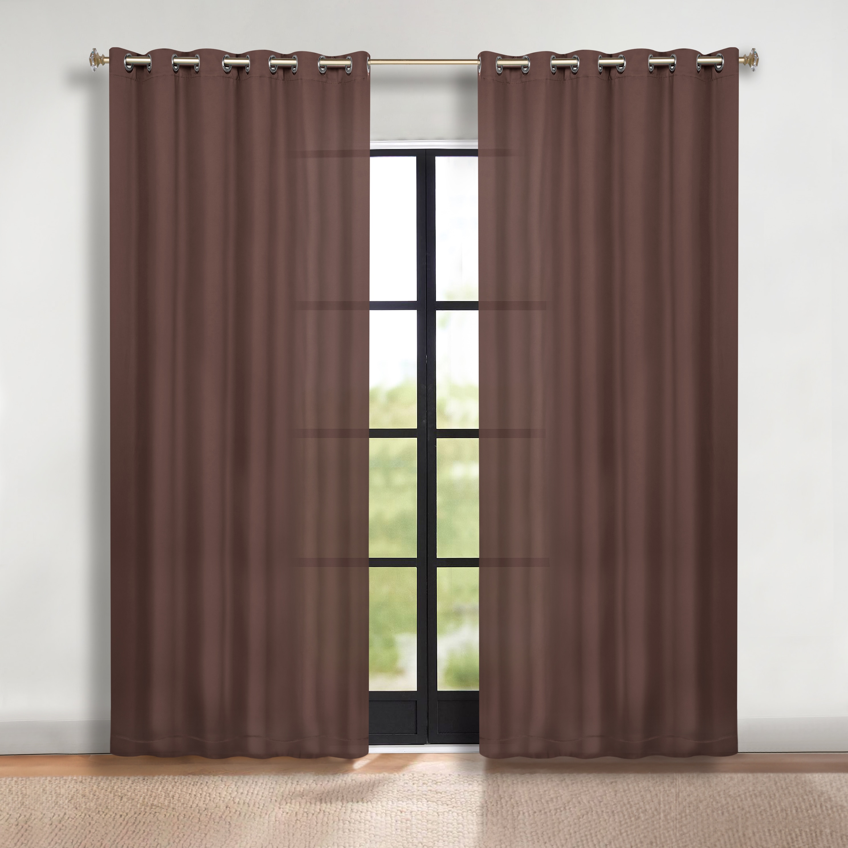 Superior - 120-in Cappuccino Room darkening Grommet Curtain panel pair