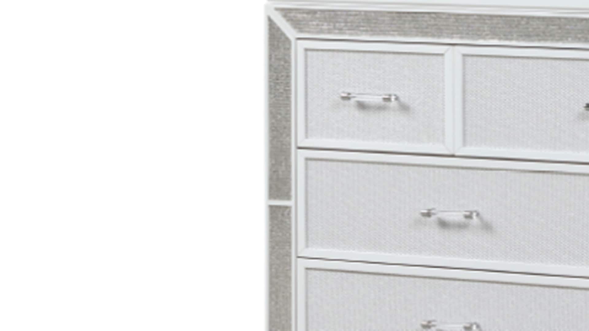White Glam 7-Drawer Dresser with Mirror and Crystal Accents