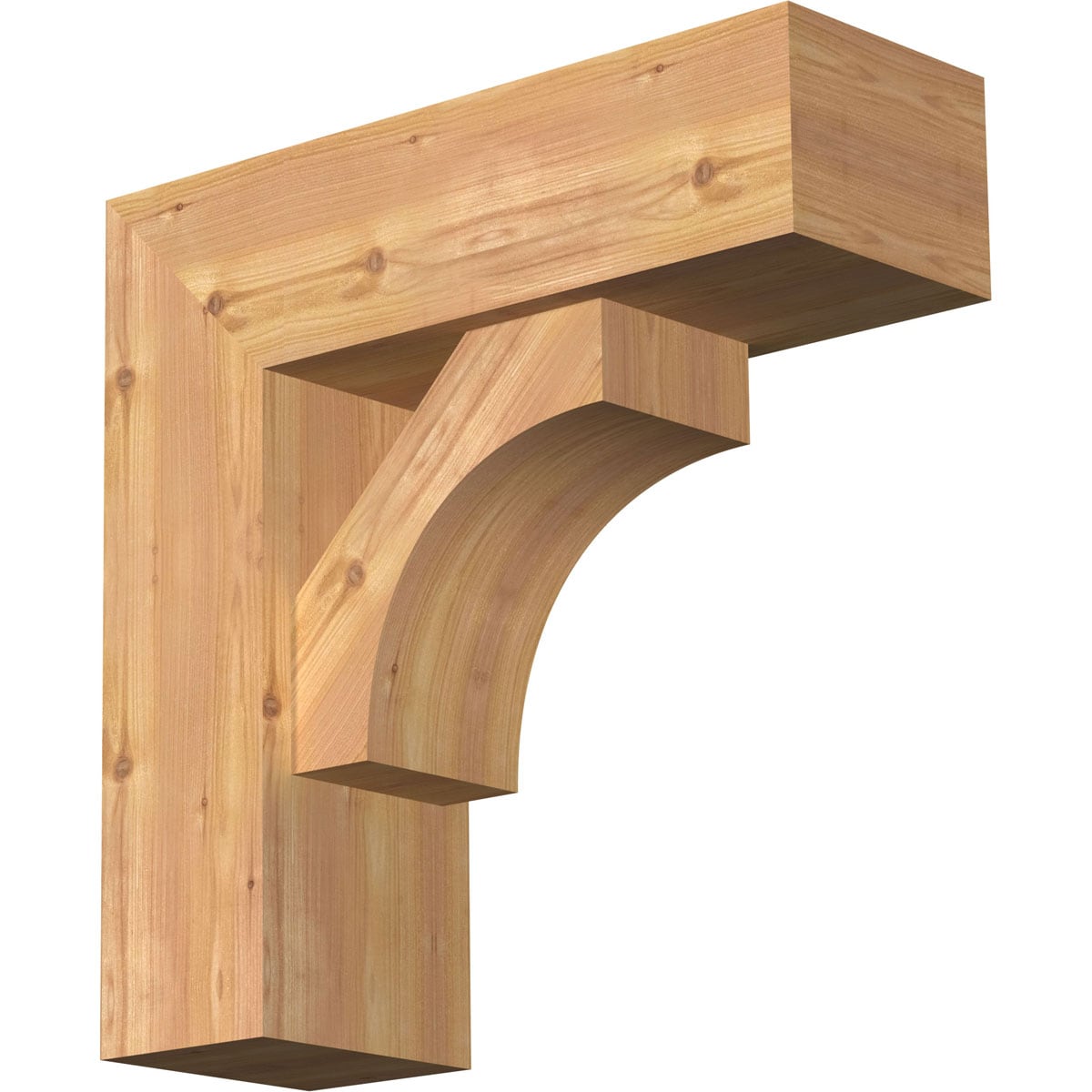 Ekena Millwork 1464470 Westlake Block Smooth Bracket with Offset Brace Western Red Cedar Wood Standard Bracket