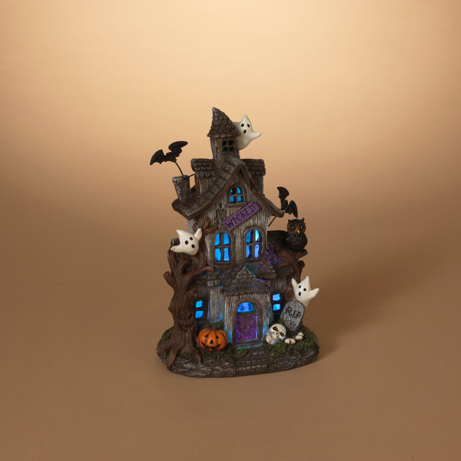 GIL 11.6-in Tabletop Lighted Haunted House Figurine at Lowes.com