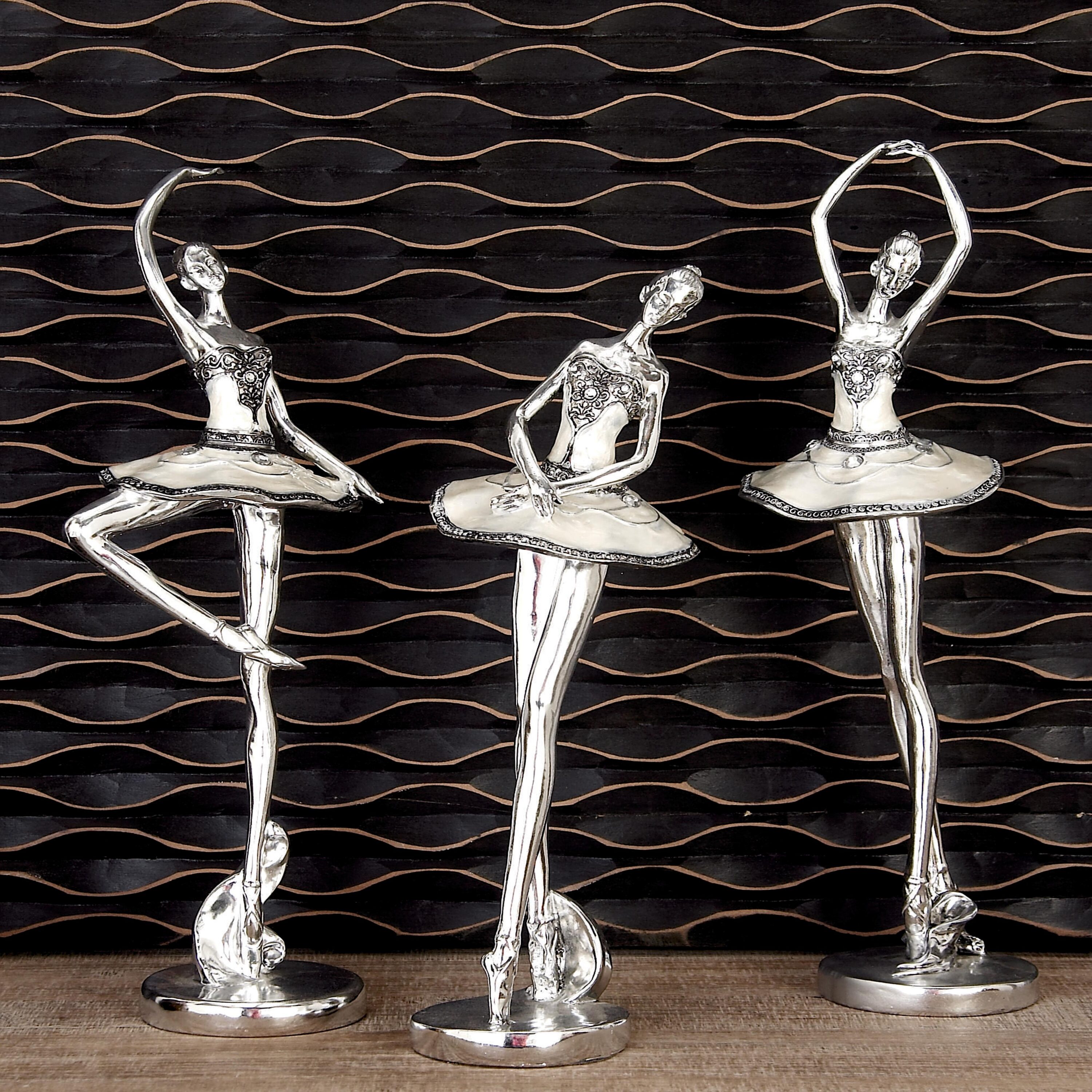 Grayson Lane 44219 3 -Pack Silver Stone Glam Sculpture