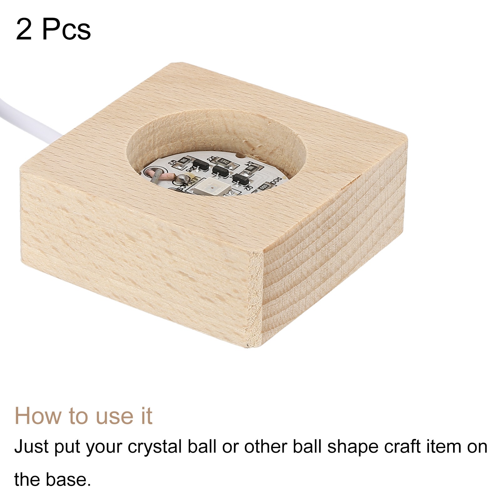 Unique Bargains LED Wooden Ball Stand Holders Displays Base 5x5x2cm ...