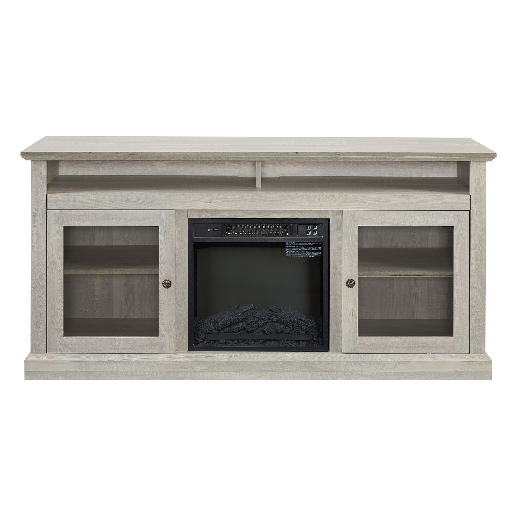 Bybafun YC1600014 60-in W Gray TV Stand with LED Flat wall Electric Fireplace with Remote Control Included