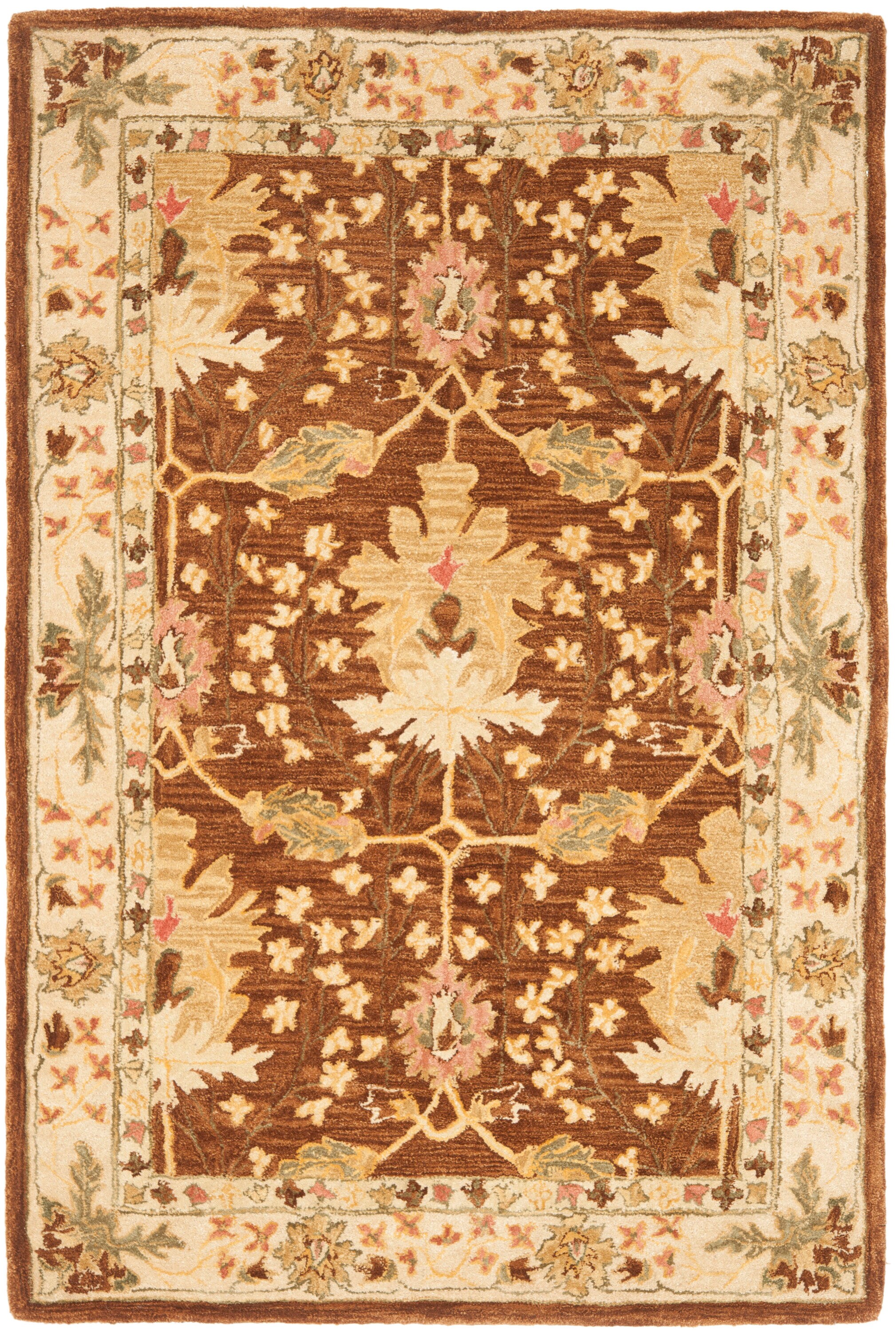 Handmade Brown and Beige Wool Tufted Rectangular Rug, 3' x 5'